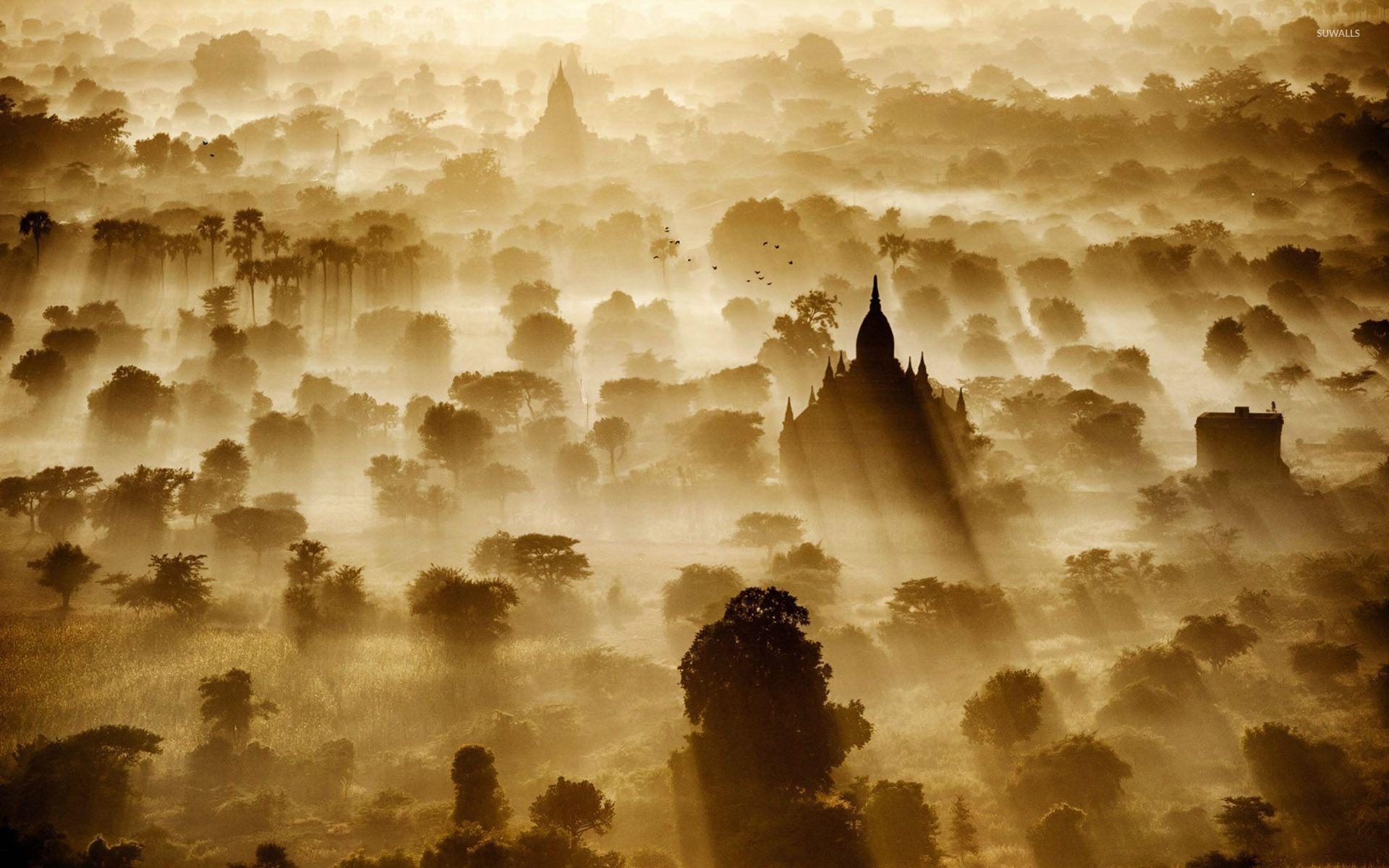 Sonnenaufgang, Bagan, Myanmar, Hintergrundbild, Morgen, 1920x1200 HD Desktop