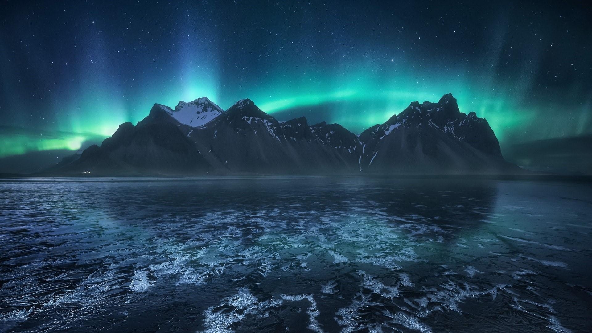 Island, Aurora Borealis, Nordlichter, Weltraum, Himmel, 1920x1080 Full HD Desktop