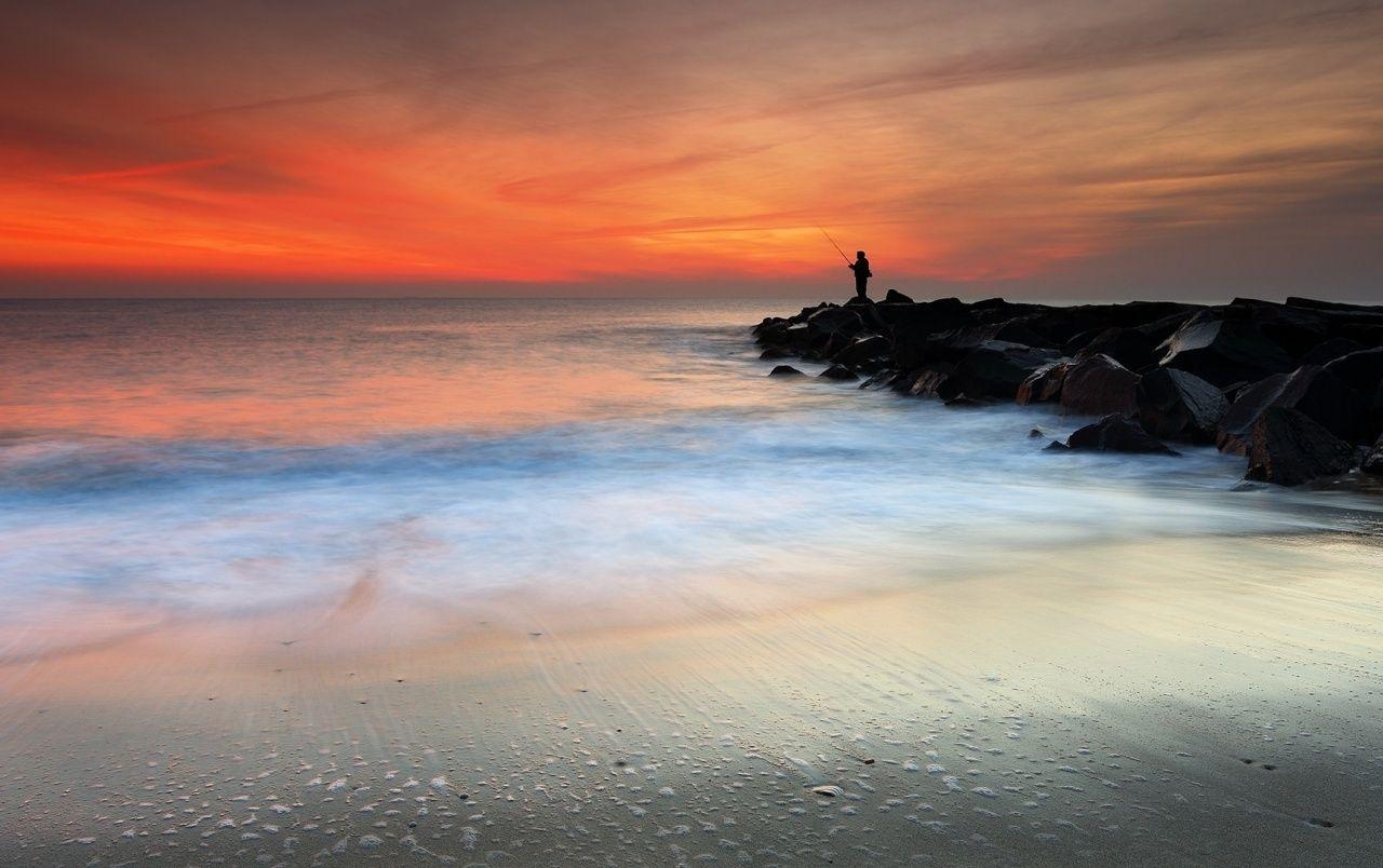 Sonnenaufgang, Meer, New Jersey, Menschen, Morgendämmerung, 1280x810 HD Desktop