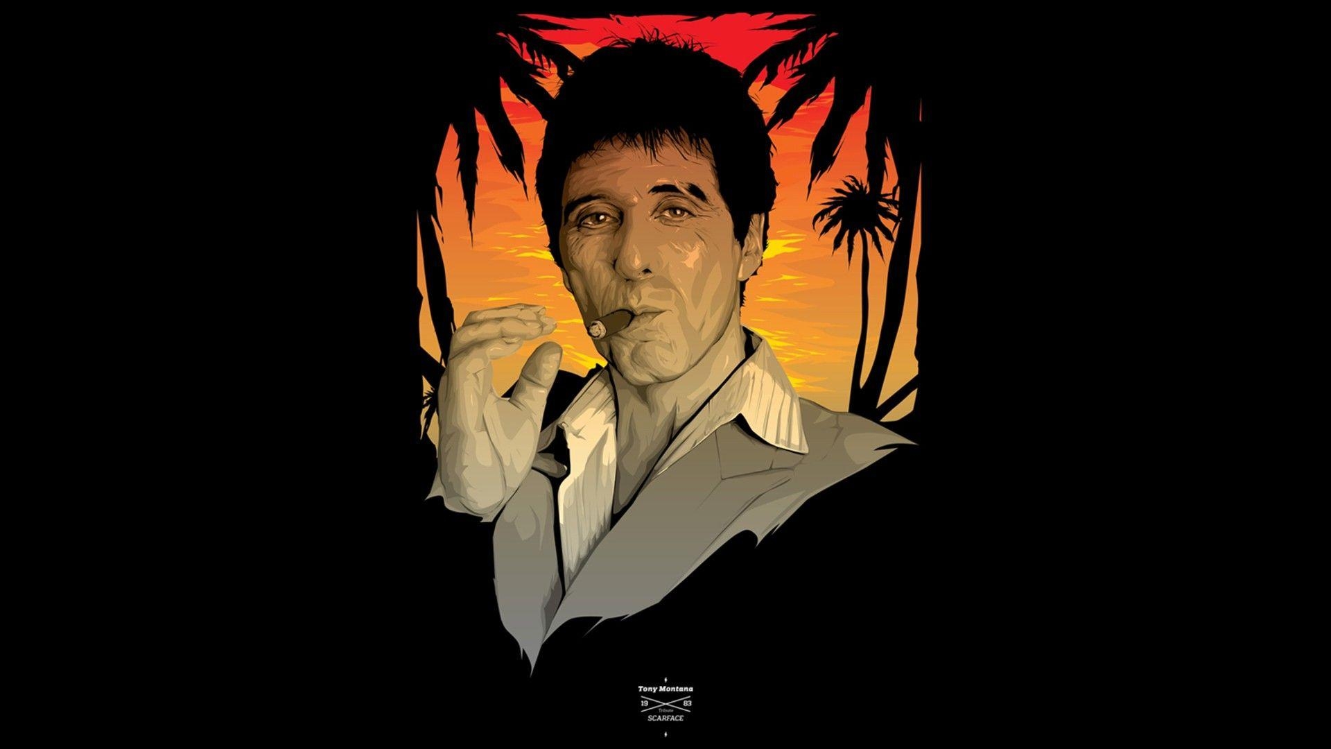 Tony Montana, Al Pacino, Zigarre, Film, Schwarz, 1920x1080 Full HD Desktop