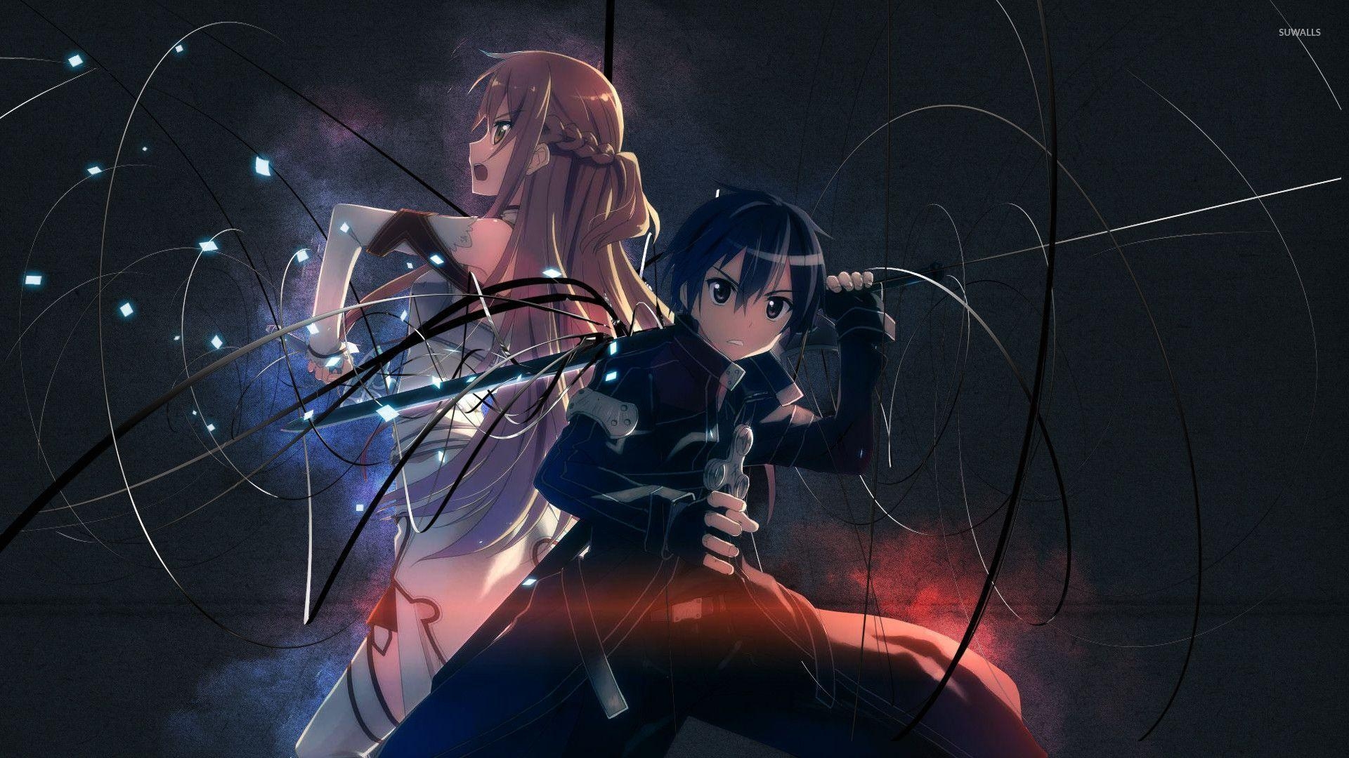 Asuna, Kirito, Kunst, Online, Schwert, 1920x1080 Full HD Desktop