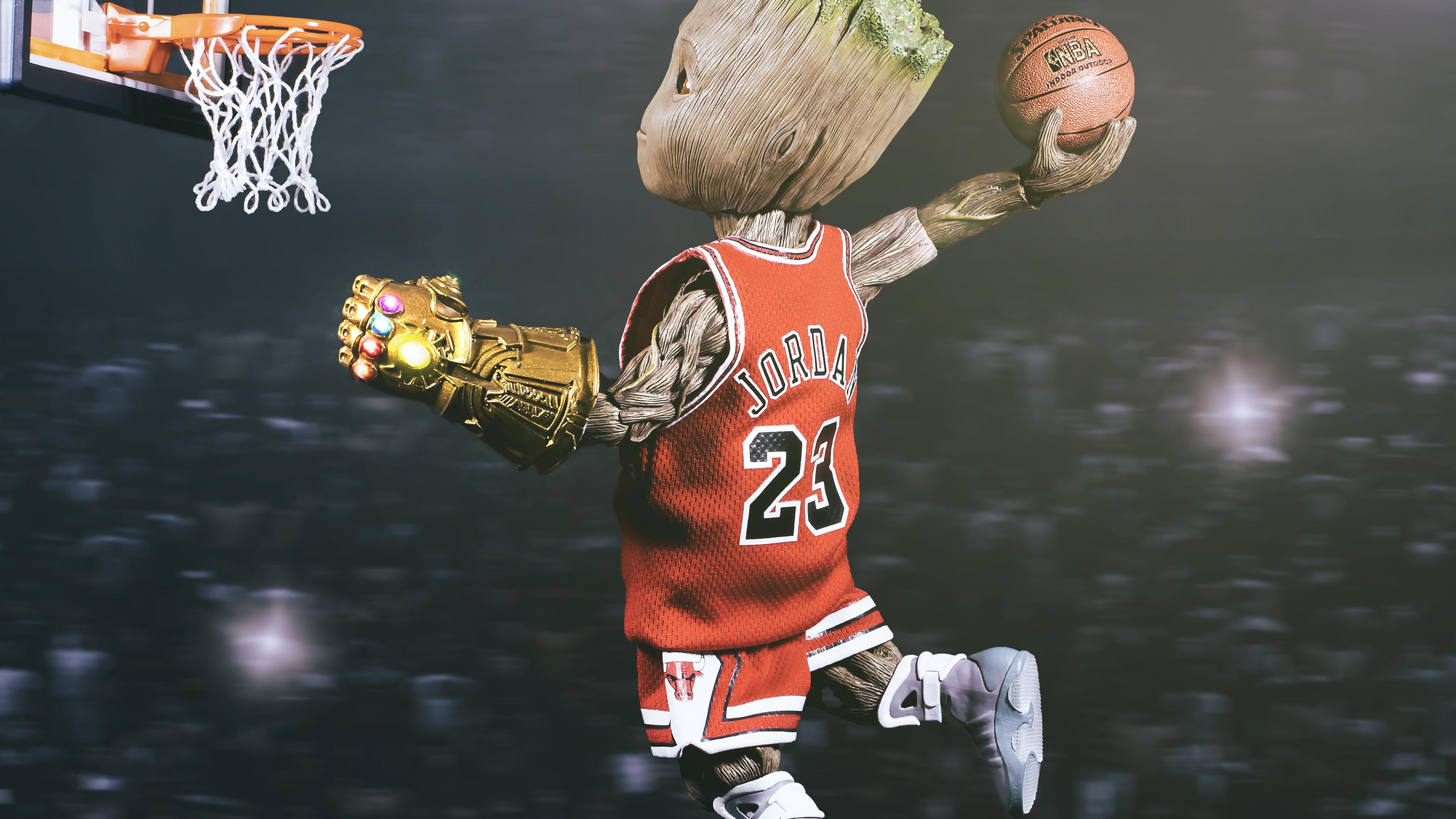 Baby Groot, Basketball, Marvel, HD, Freizeit, 3840x2160 4K Desktop