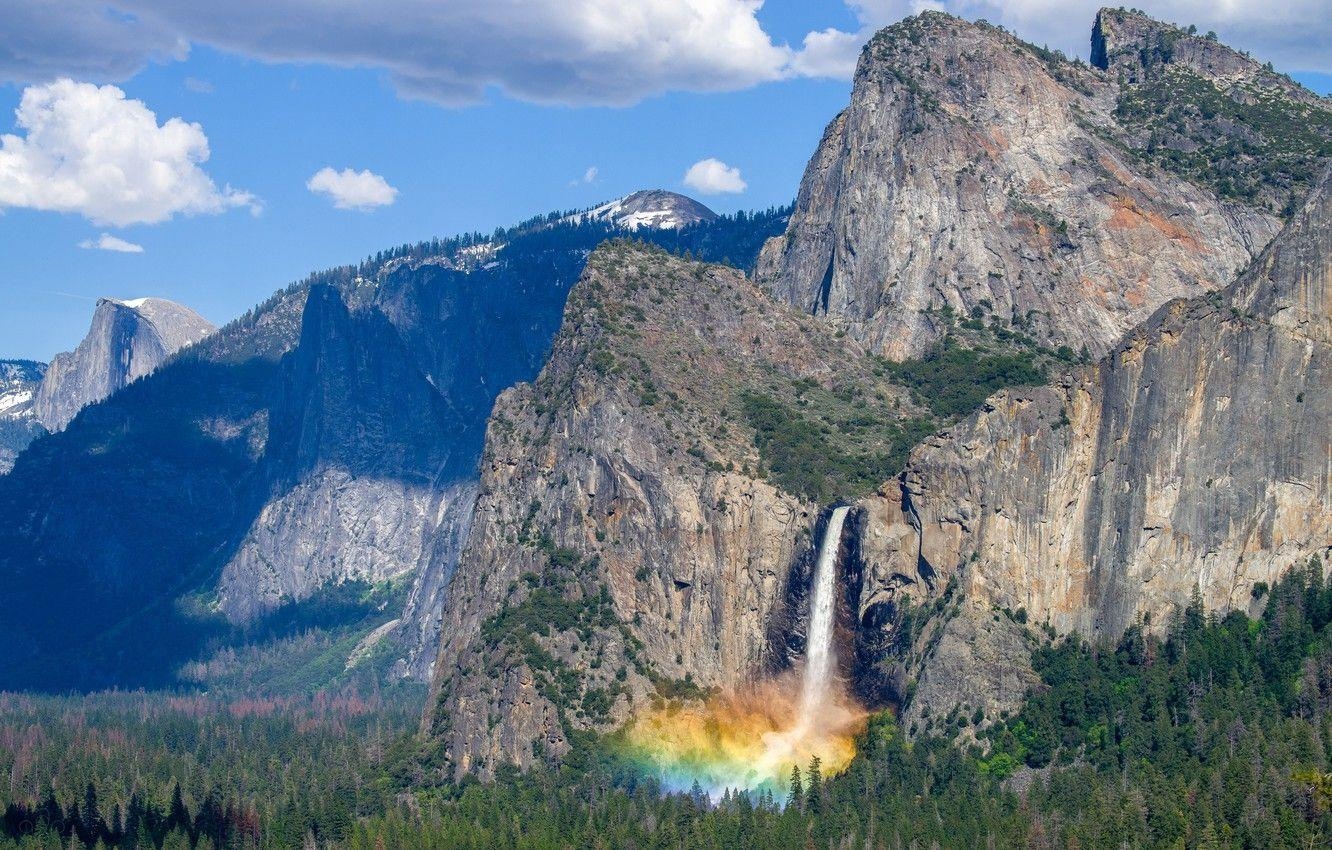 Yosemite, Himmel, Berge, Natur, Wasserfall, 1340x850 HD Desktop