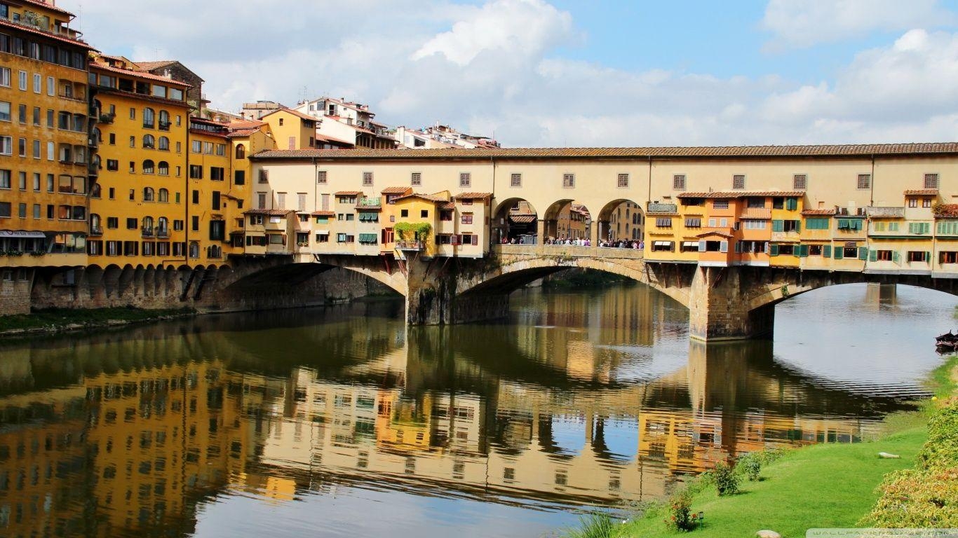 Ponte Vecchio, Italien, Reise, Hintergrundbild, Florenz, 1370x770 HD Desktop