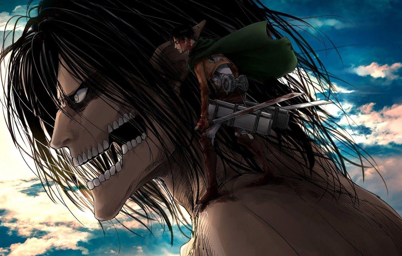 Attack of the Titans, Eren, Levi Ackerman, Anime, 1340x850 HD Desktop