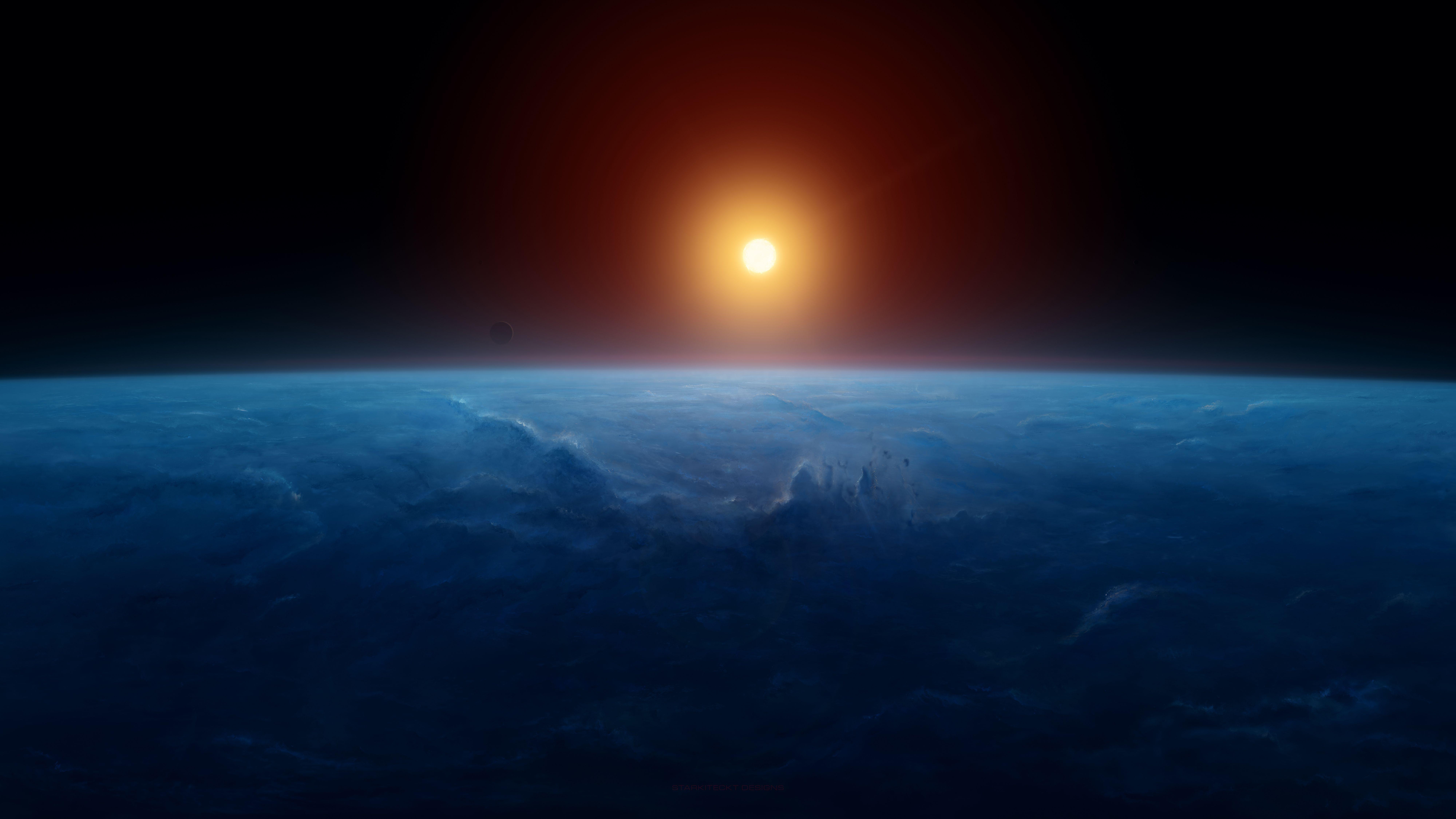 Sonne, Erde, Horizont, 4K, Weltraum, 8000x4500 4K Desktop