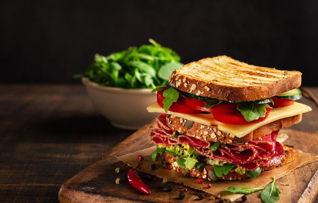 Sandwich, Salami, Käse, Gemüse, Frisch, 1340x850 HD Desktop