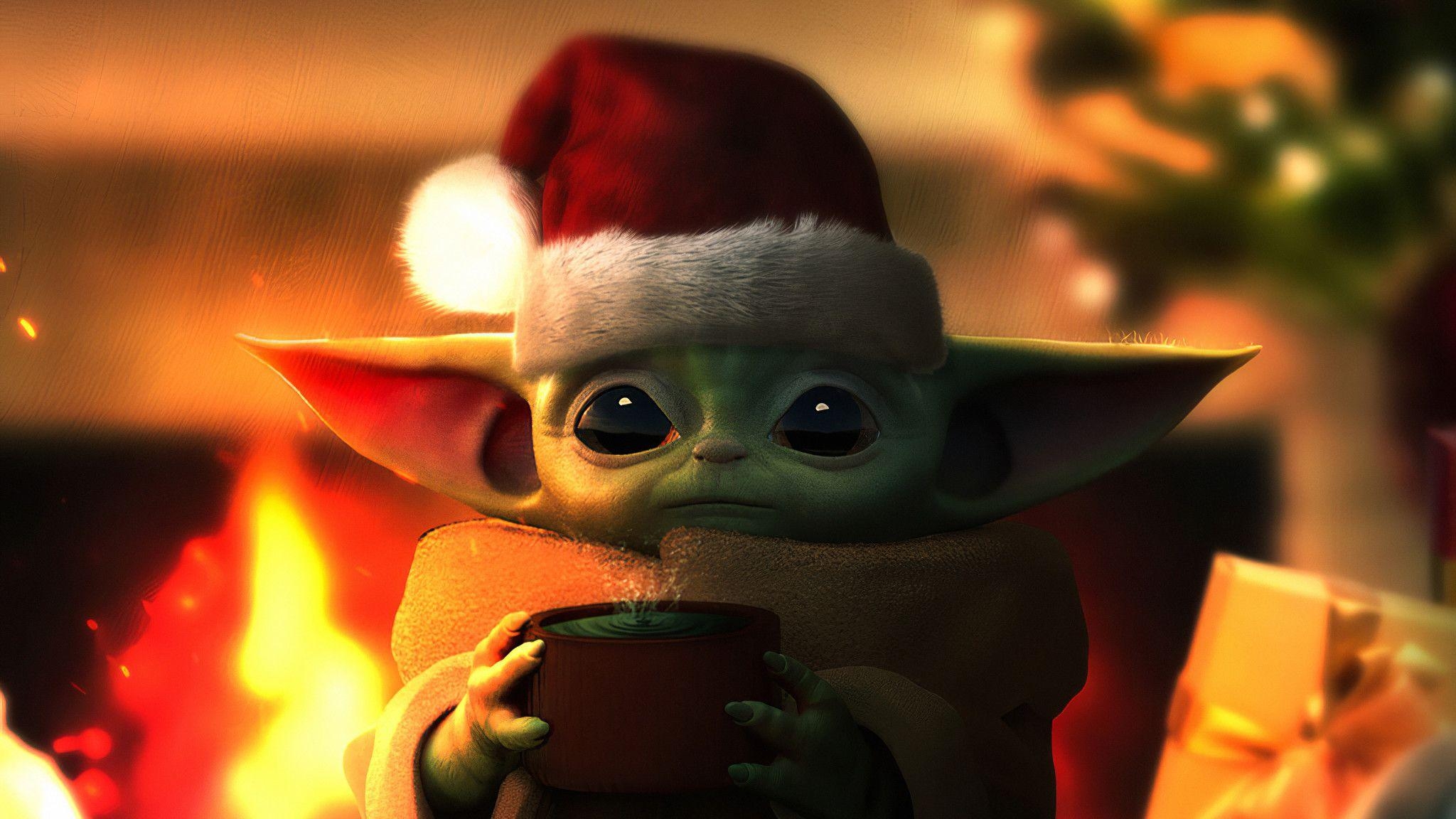 Baby Yoda, Weihnachten, HD, 4K, 2050x1160 HD Desktop