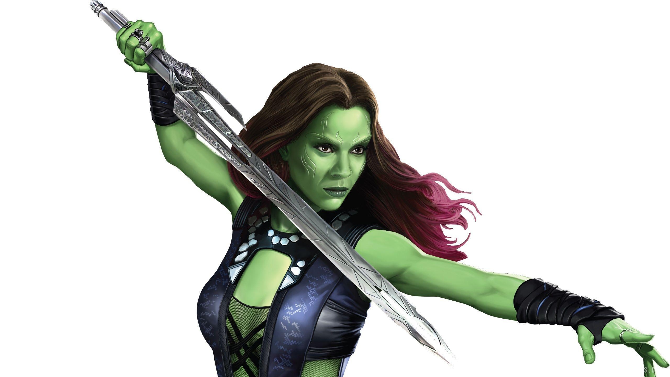 Gamora, Heldin, Kampfkunst, Filmhintergrund, Marvel, 2560x1440 HD Desktop