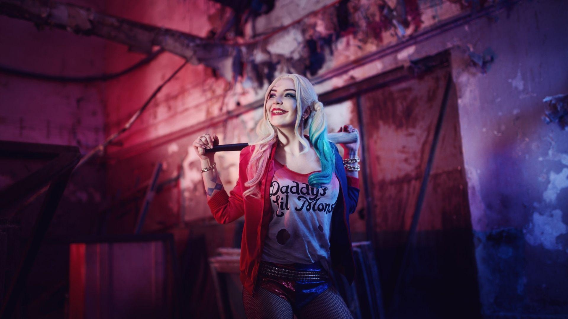 Suicide Squad, Harley Quinn, Cosplay, Kostüm, Comic, 1920x1080 Full HD Desktop