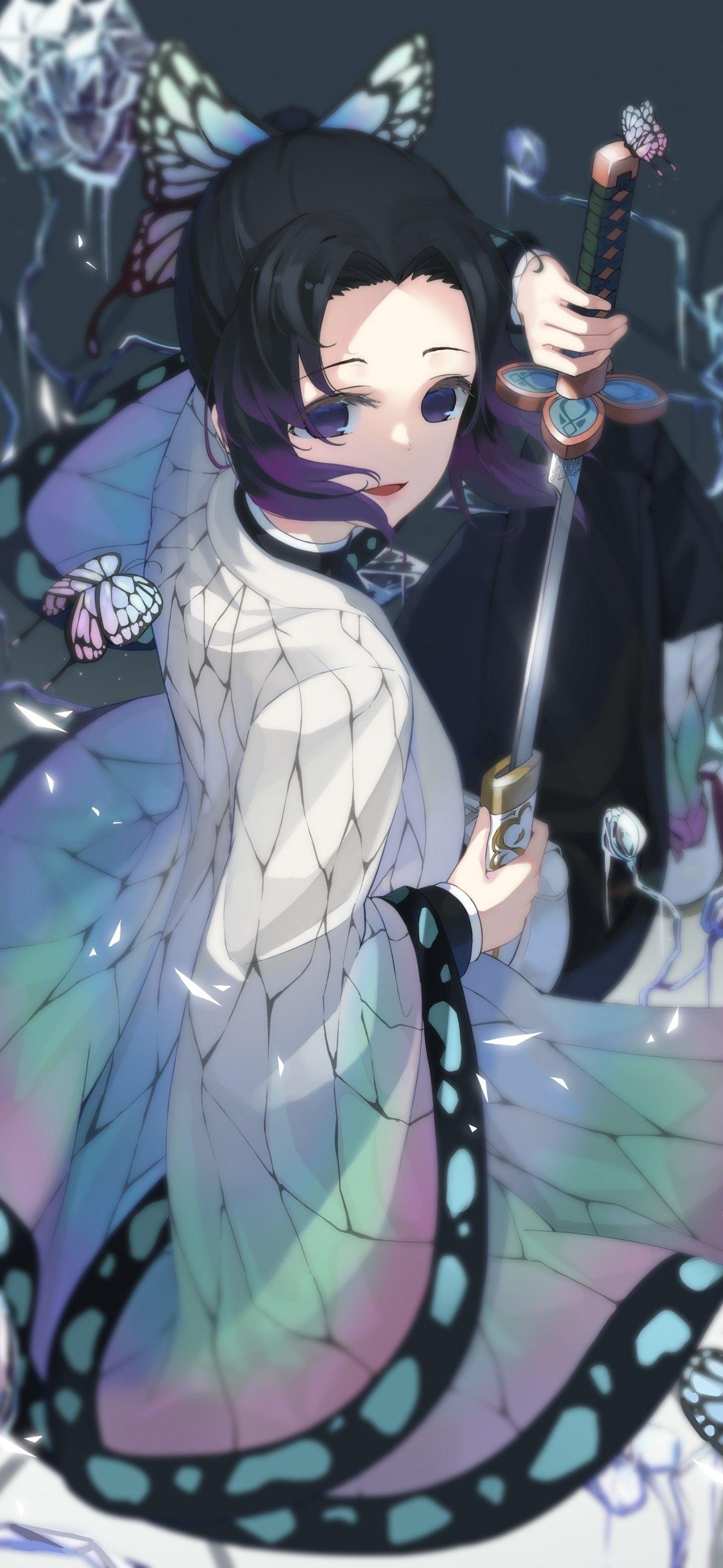 Demon Slayer, Kochou Shinobu, Kimetsu No Yaiba, Anime, Herunterladen, 1440x3120 HD Handy