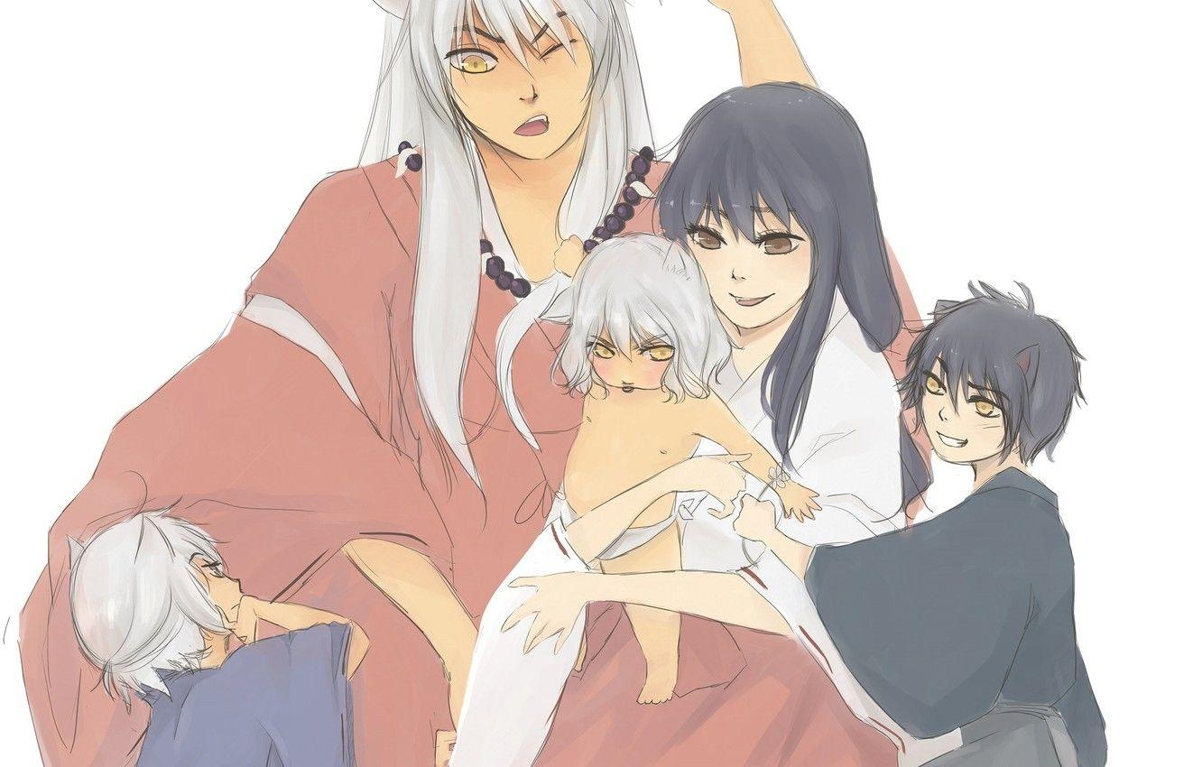 Inuyasha, Kagome, Familie, Kinder, Kunst, 1340x850 HD Desktop