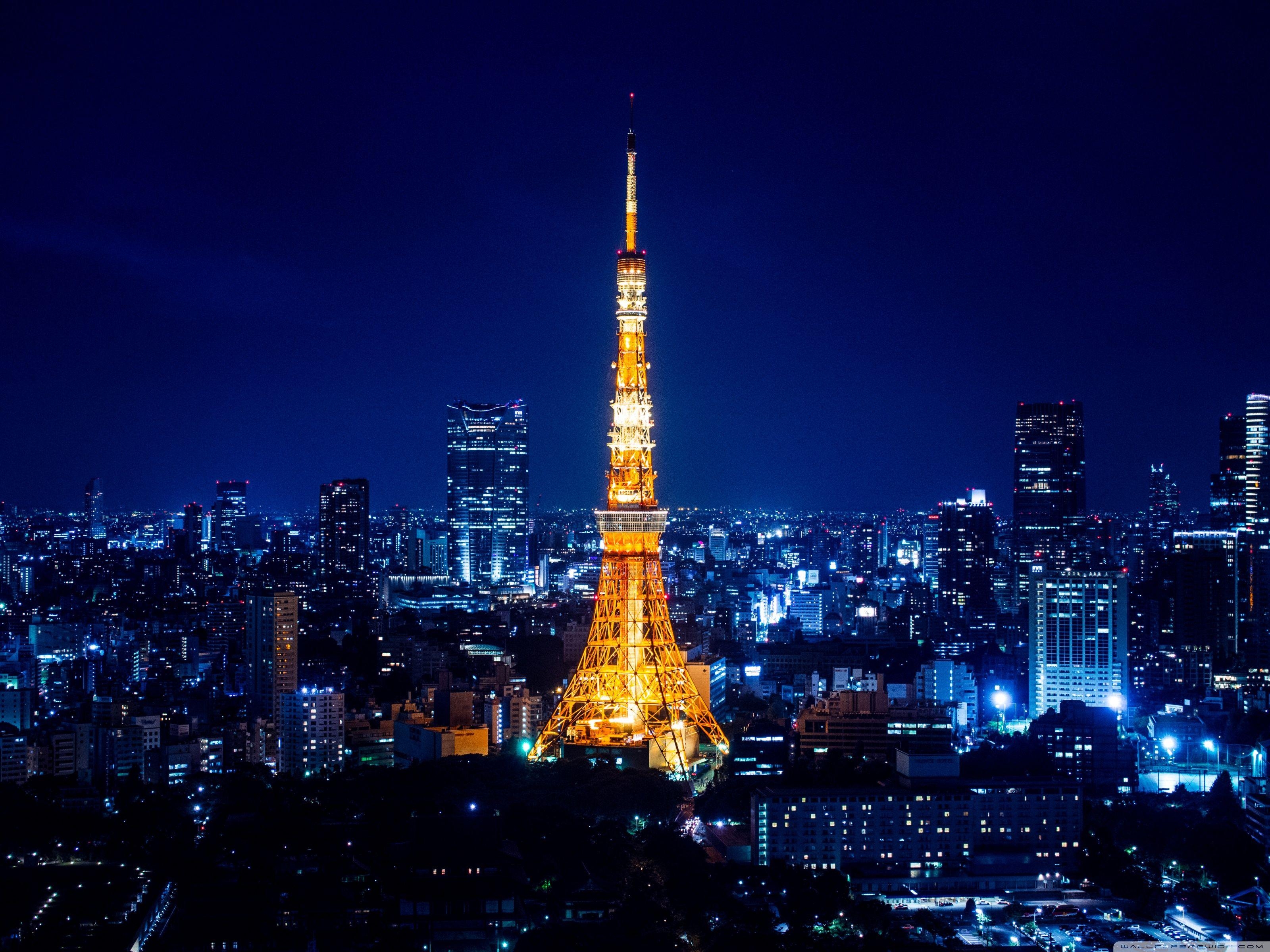 Tokyo Tower, Nacht, 4K HD, Japan, Reisen, 3200x2400 HD Desktop