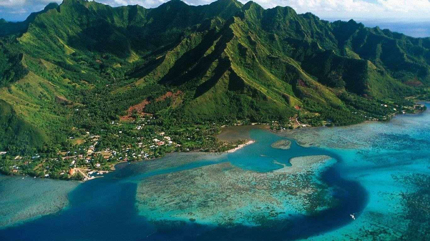 Moorea, Insel, Luftaufnahme, Französisch-Polynesien, Natur, 1370x770 HD Desktop