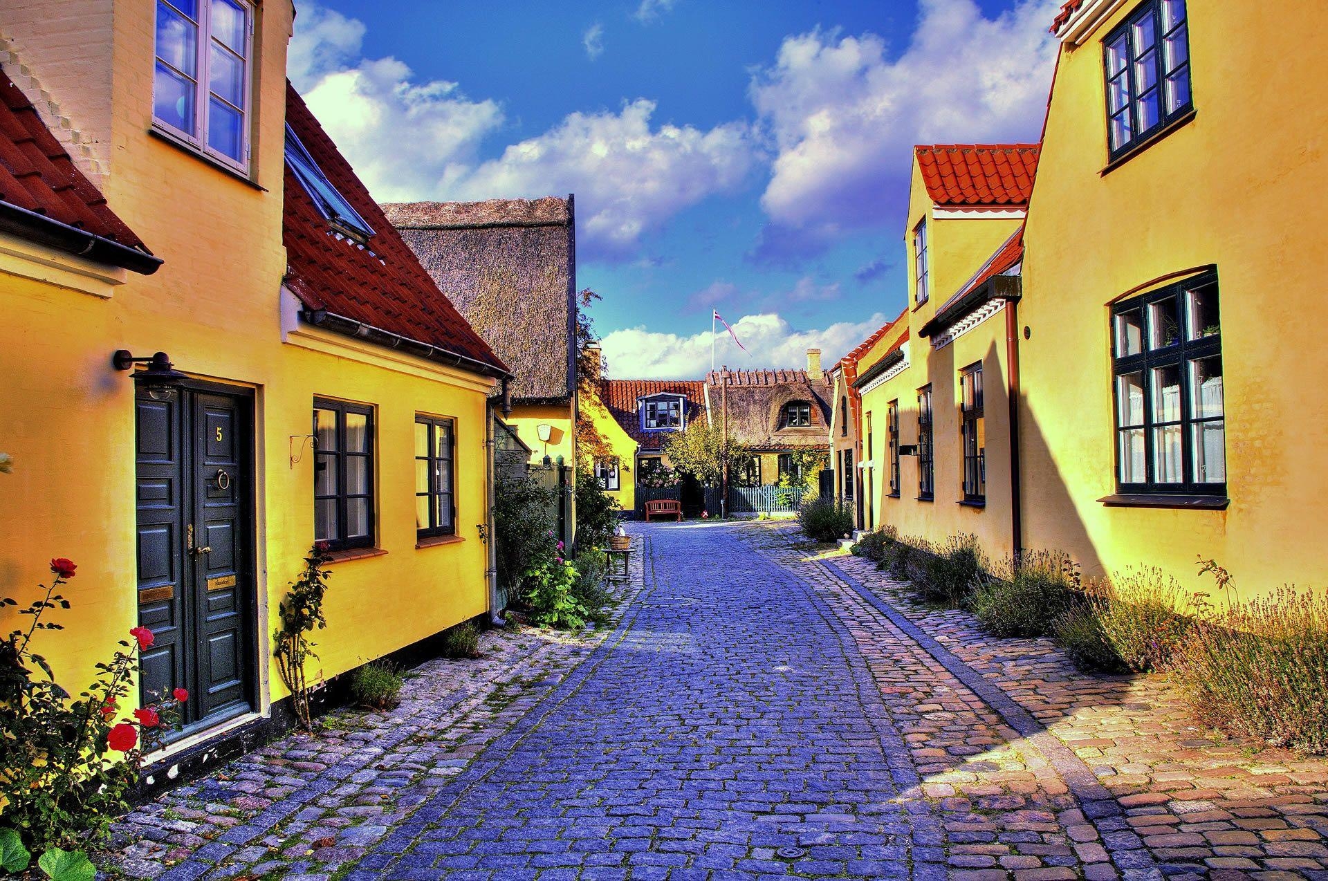 Dänemark, Gelbe Häuser, Fenster, HDR, 1920x1280 HD Desktop