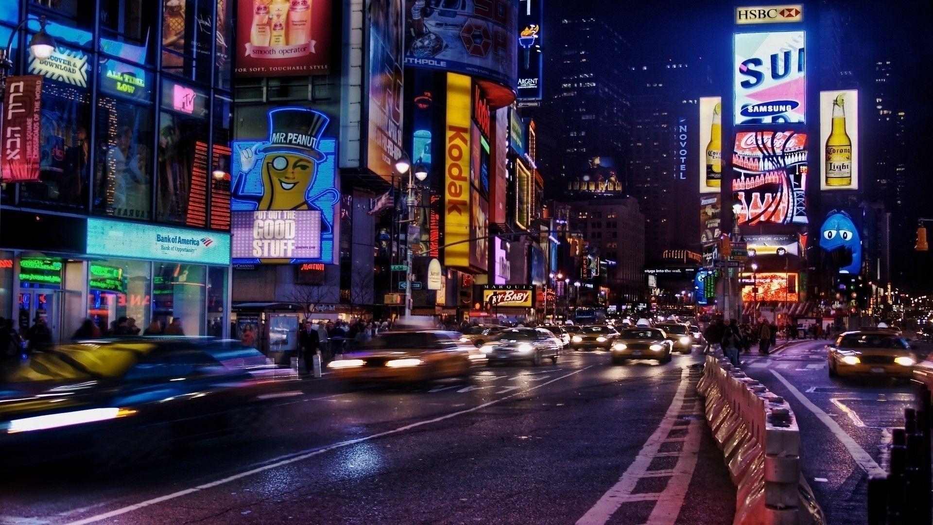 New York City, Times Square, Mehrfarbig, Reisen, Wallpaper, 1920x1080 Full HD Desktop