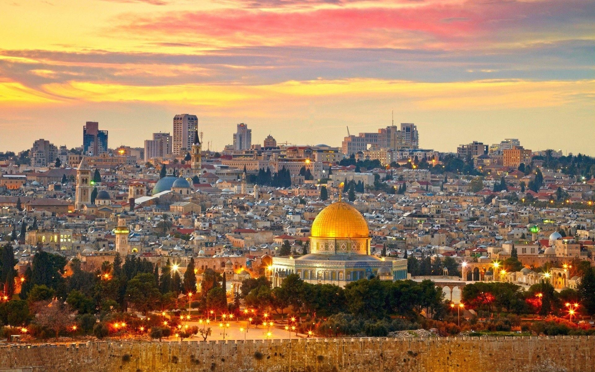 Reisen Jerusalem, Skyline, Historisch, Sonnenuntergang, 1920x1200 HD Desktop