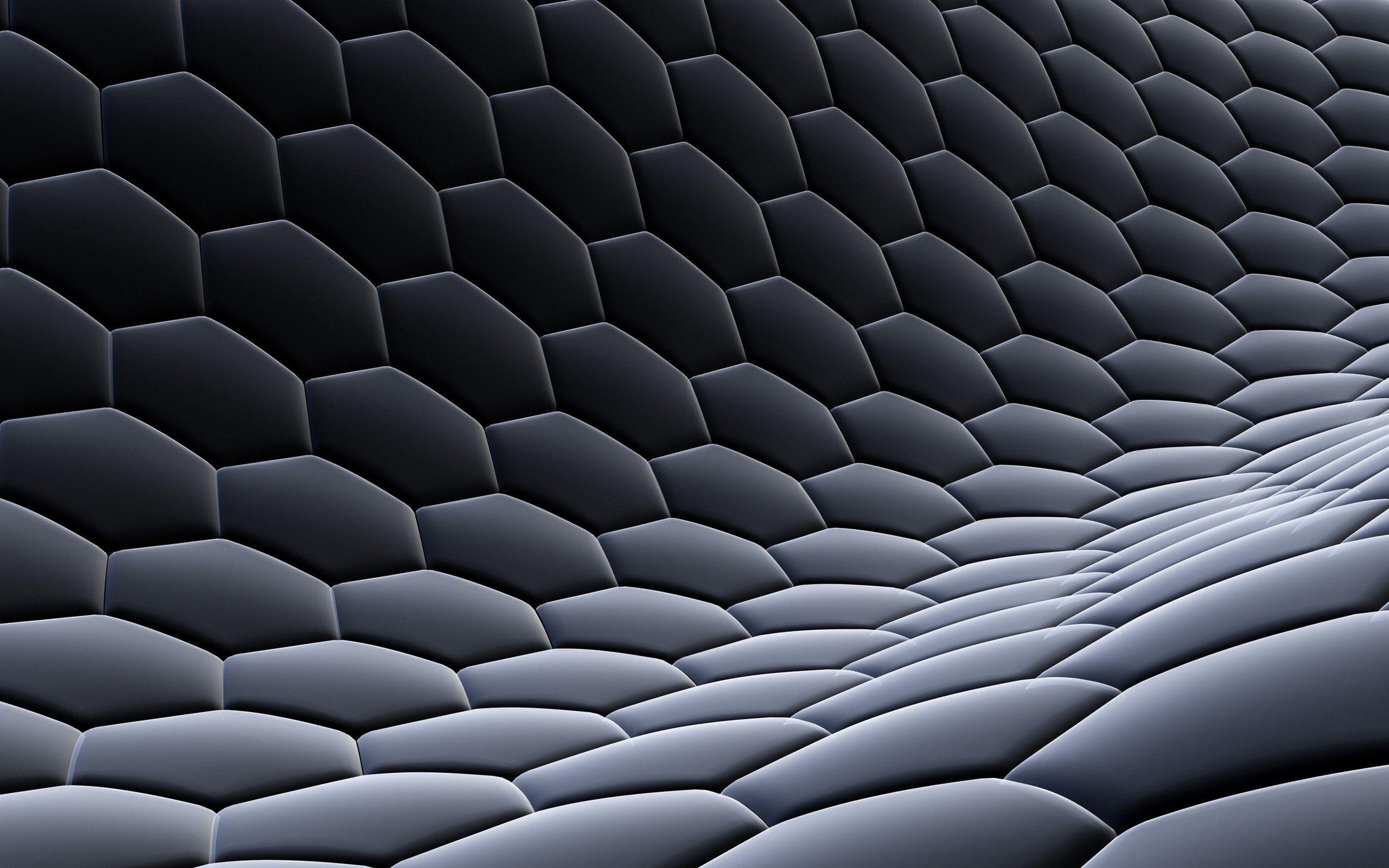 3D Ansicht, abstrakt, dunkles Design, Hexagone, digitale Kunst, 2560x1600 HD Desktop