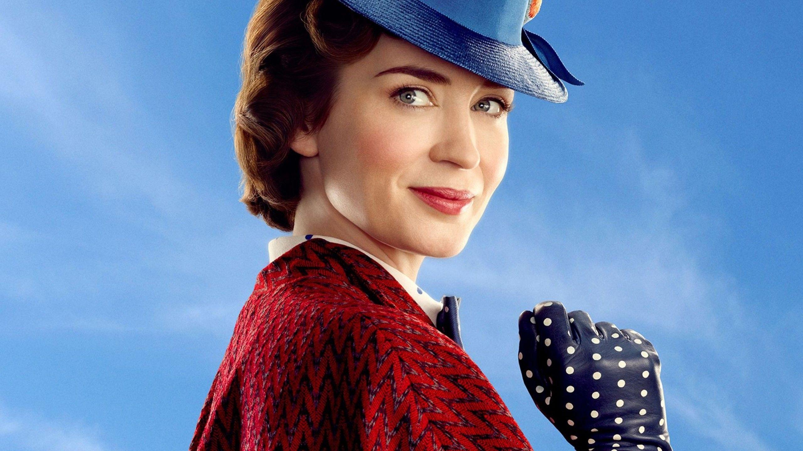 Emily Blunt, Mary Poppins, Poster, Filme, Schauspielerin, 2560x1440 HD Desktop