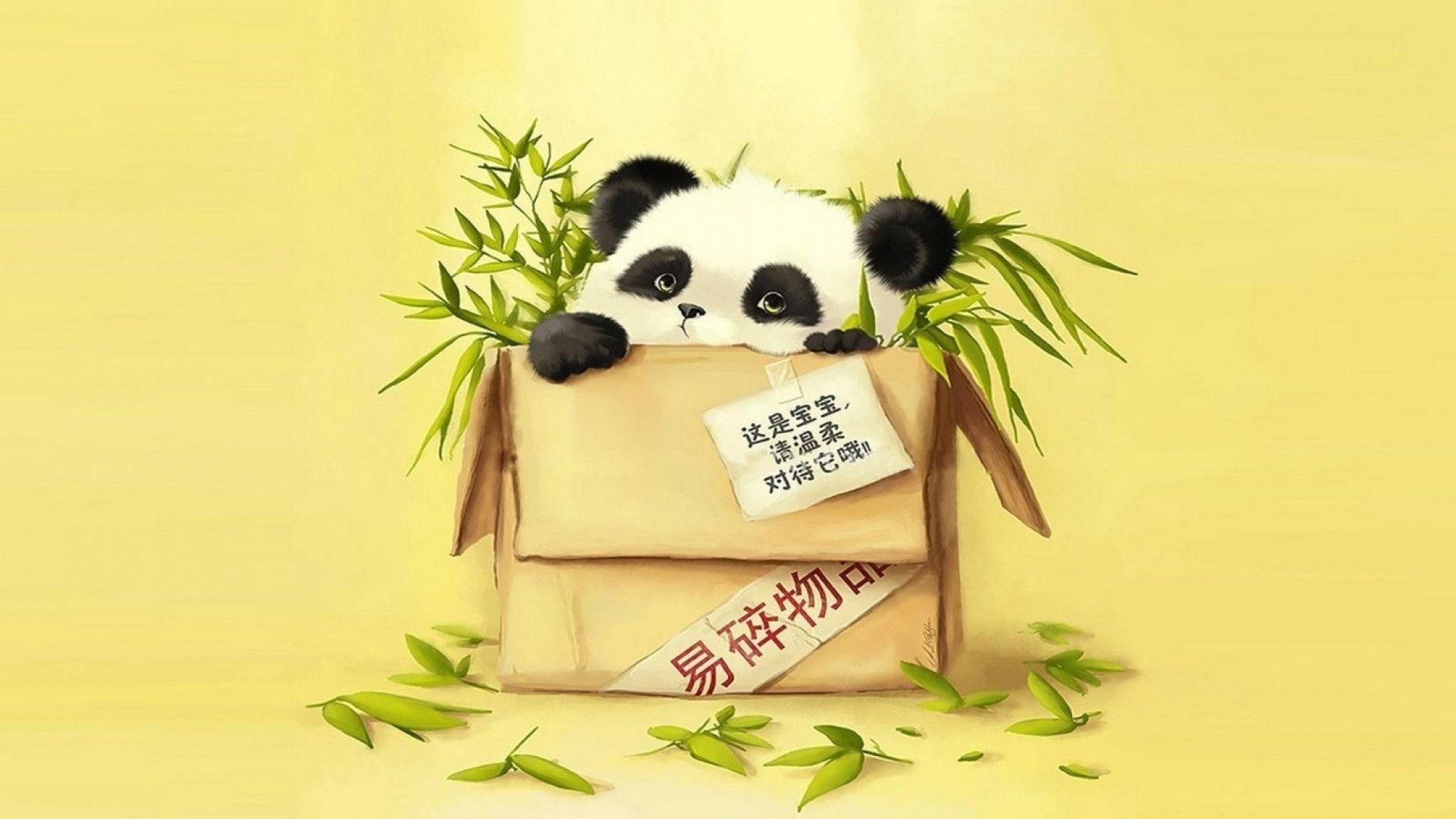 Cartoon Panda, Tier, Hintergrund, Niedlichkeit, Kunst, 1920x1080 Full HD Desktop