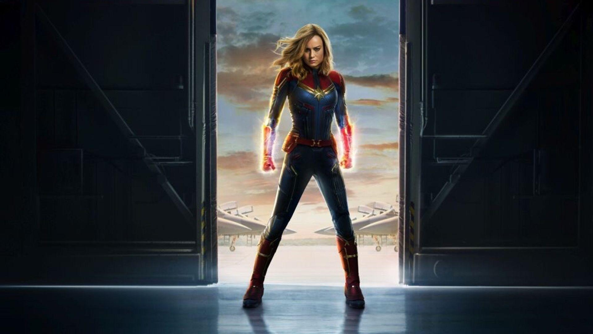 Captain Marvel, Handybild, Superheldin, Brie Larson, 2019, 1920x1080 Full HD Desktop