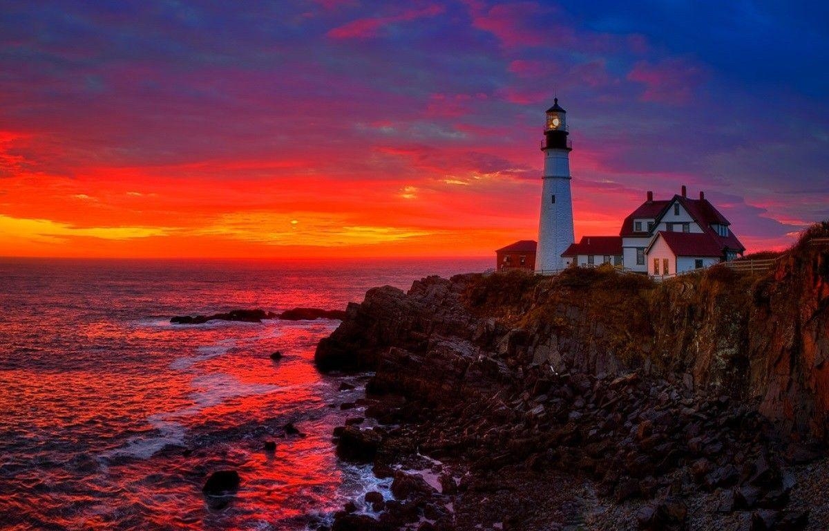 Elizabeth, Cape Elizabeth, Maine, Ozean, Himmel, 1200x770 HD Desktop