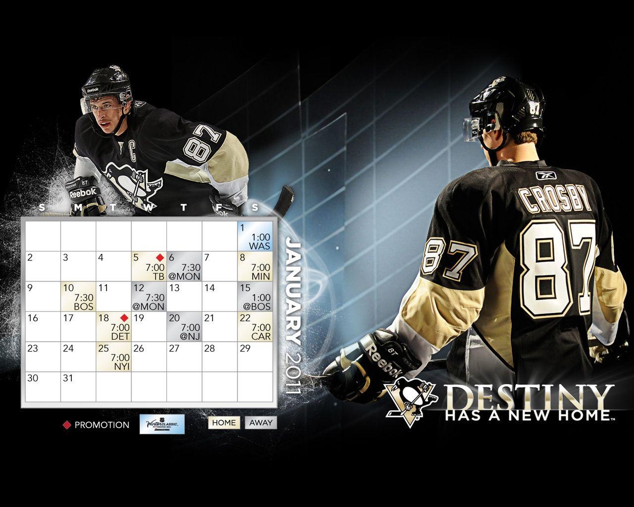 Pittsburgh Penguins, Januar 2011, Kalender, Zeitplan, Eishockey, 1280x1030 HD Desktop