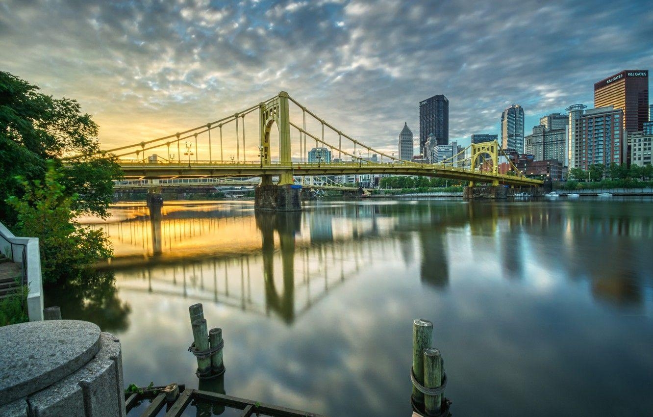 Pittsburgh, Brücke, Fluss, Desktopbild, Architektur, 1340x850 HD Desktop