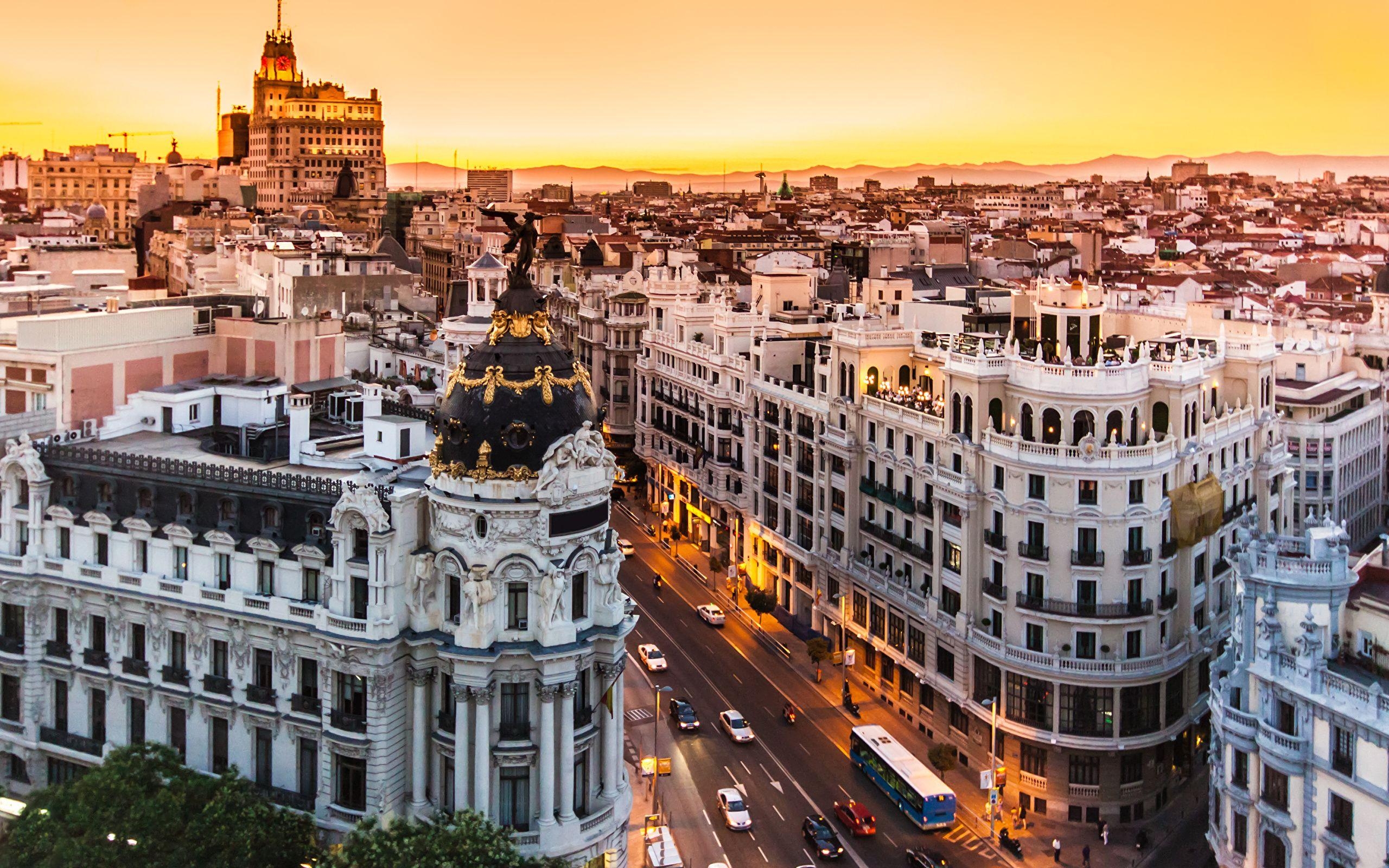 Madrid, Spanien, Straße, Abend, Häuser, 2560x1600 HD Desktop