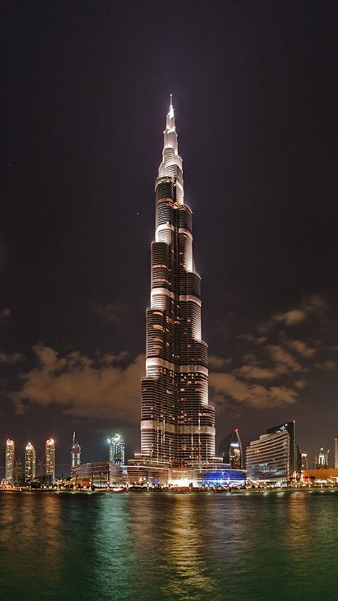 Burj Khalifa, Nacht, iPhone, Beleuchtung, Moderne Ikone, 1080x1920 Full HD Handy