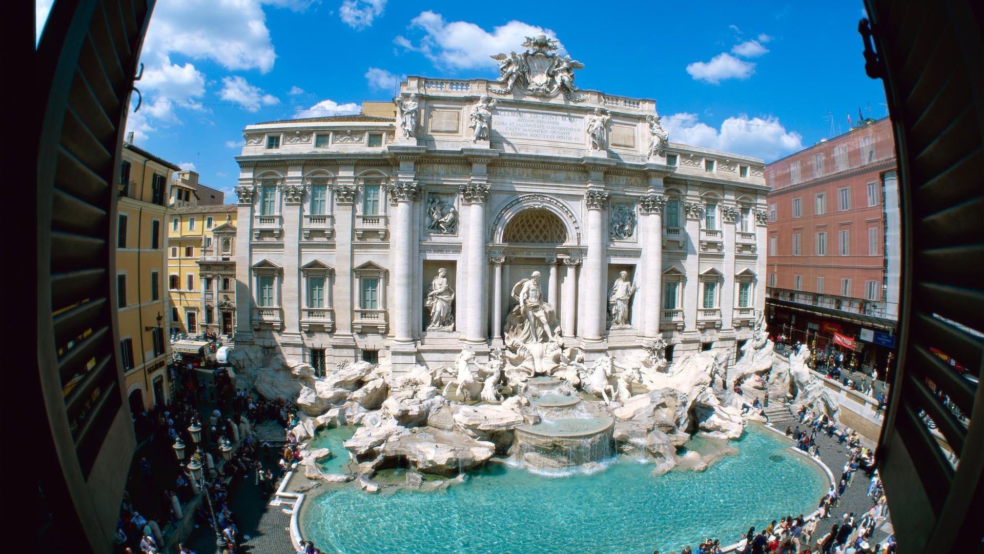 HD, Trevi-Brunnen, Altstadt, Rom, Italien, 1920x1080 Full HD Desktop