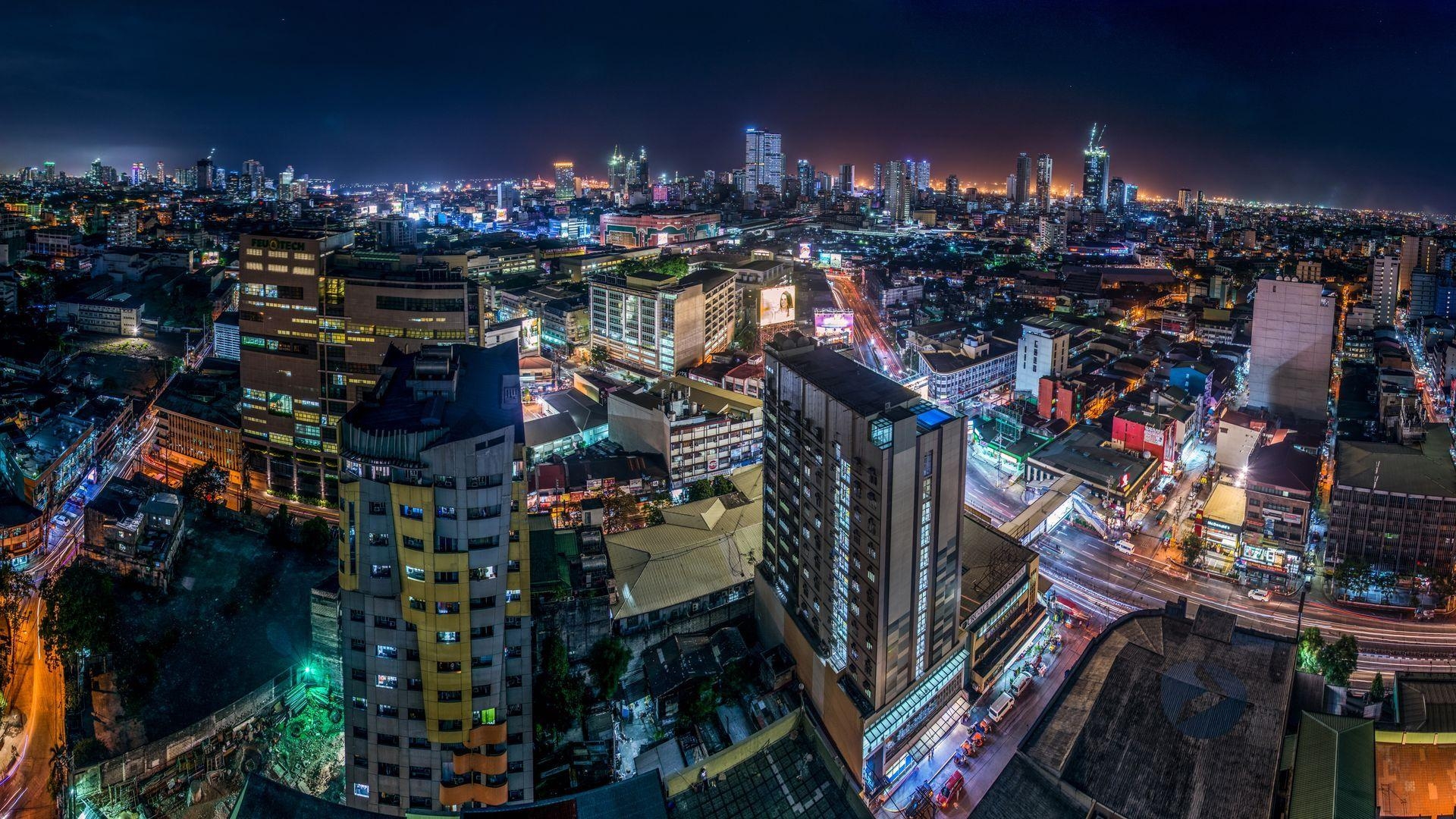 Stadt, Nacht, Philippinen, Skyline, Straßen, 1920x1080 Full HD Desktop