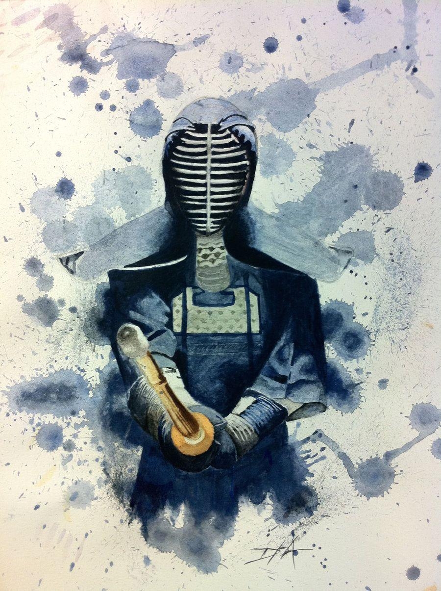 Kendo, Sport, Aquarell, Kampfkunst, Japan, 900x1210 HD Handy