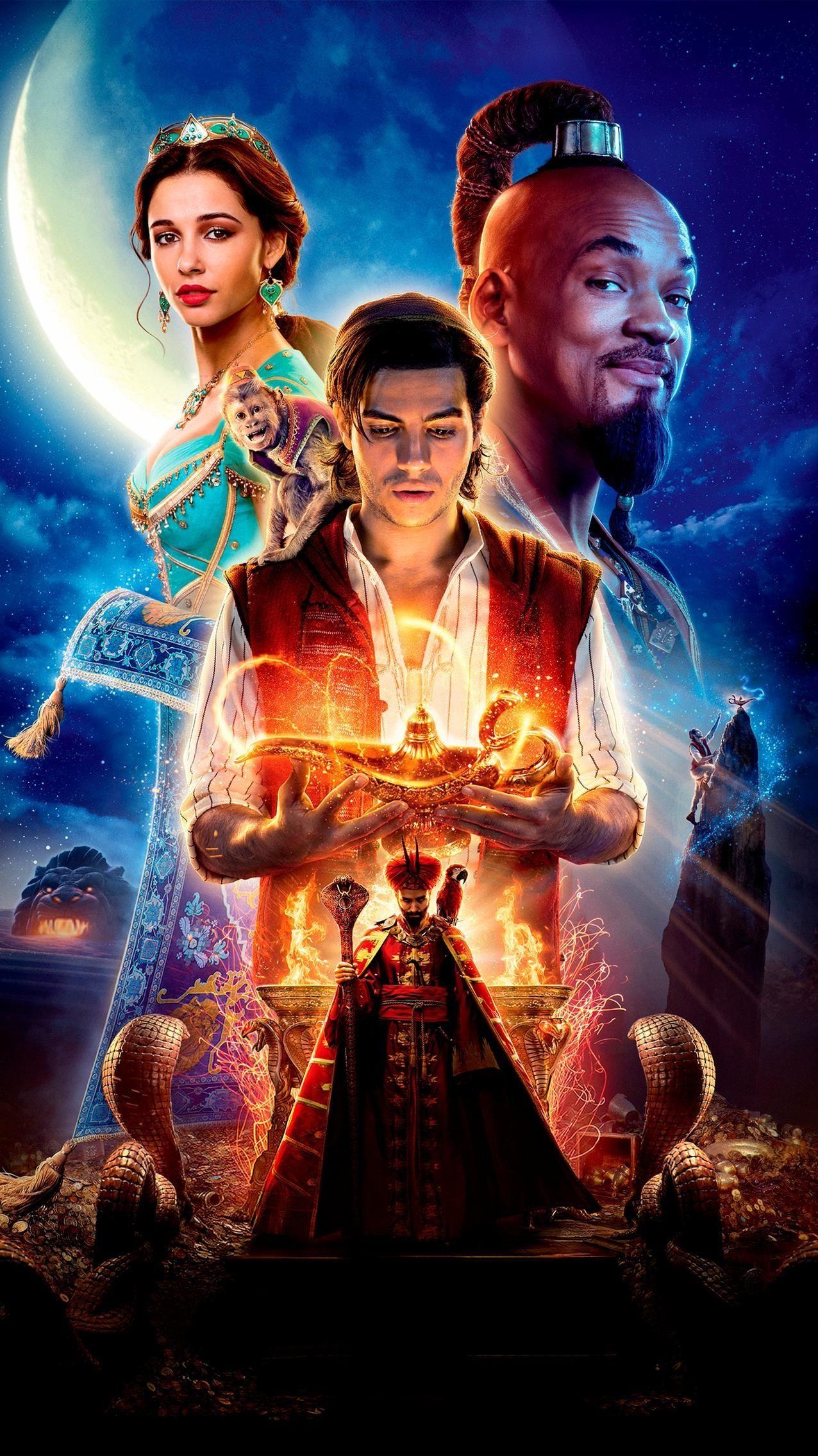 Aladdin 2019, Film, Hintergrund, Disney, Magie, 1280x2270 HD Handy