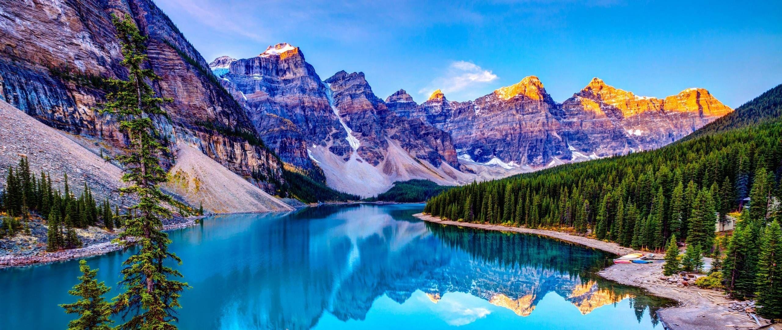 Banff Nationalpark, Lake Moraine, Kanada, Reisen, Natur, 2560x1080 Dual Screen Desktop