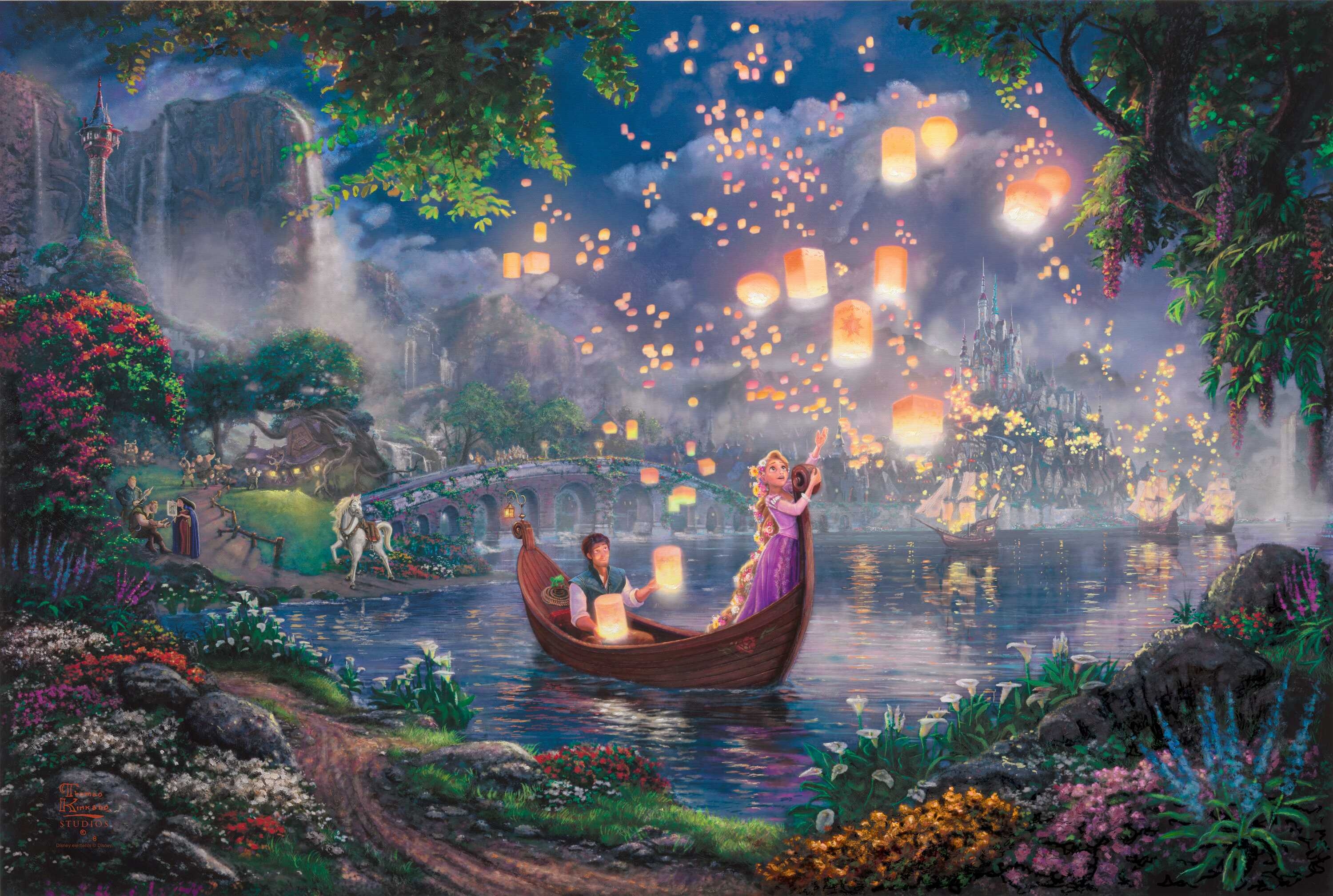 Thomas Kinkade, Disney, Zeichentrick, Kunst, Magie, 3000x2020 HD Desktop