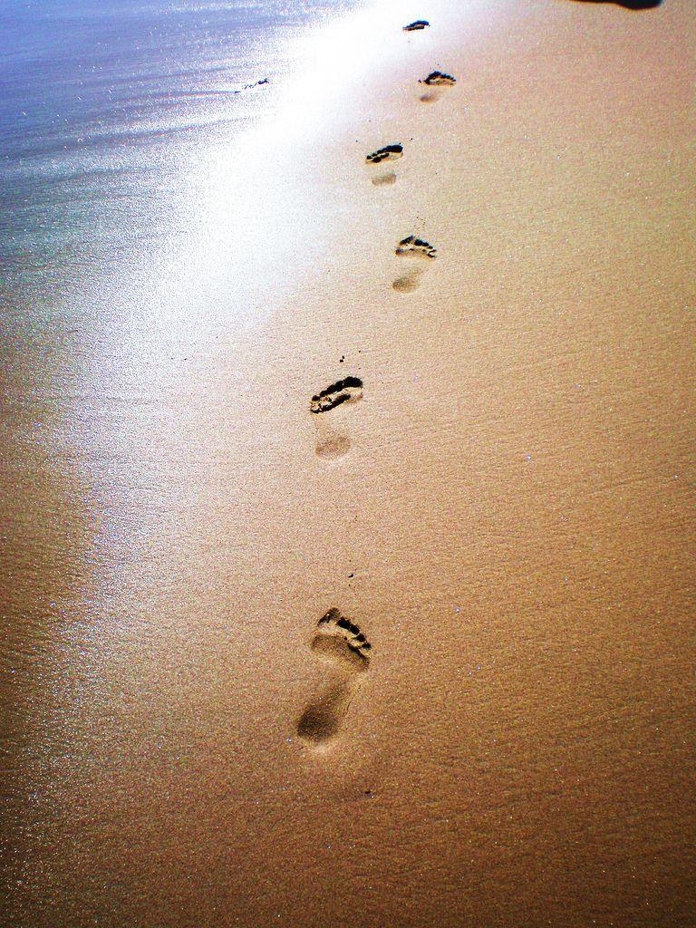 Fußspuren im Sand, Strand, HD Bild, Sand, Fußabdrücke, 770x1030 HD Handy