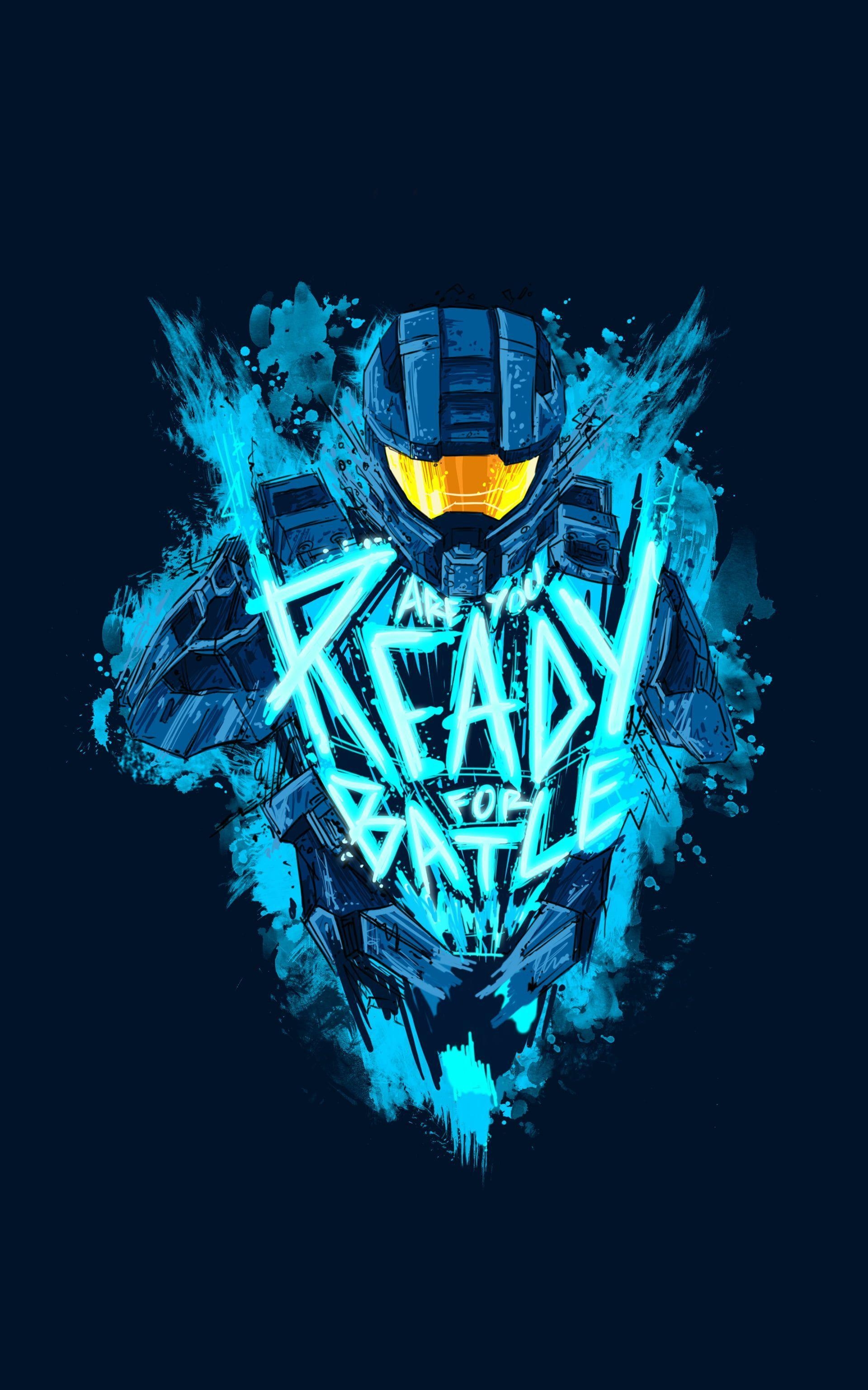 Halo, Illustration, Master Chief, Blau, Bild, 1920x3080 HD Handy