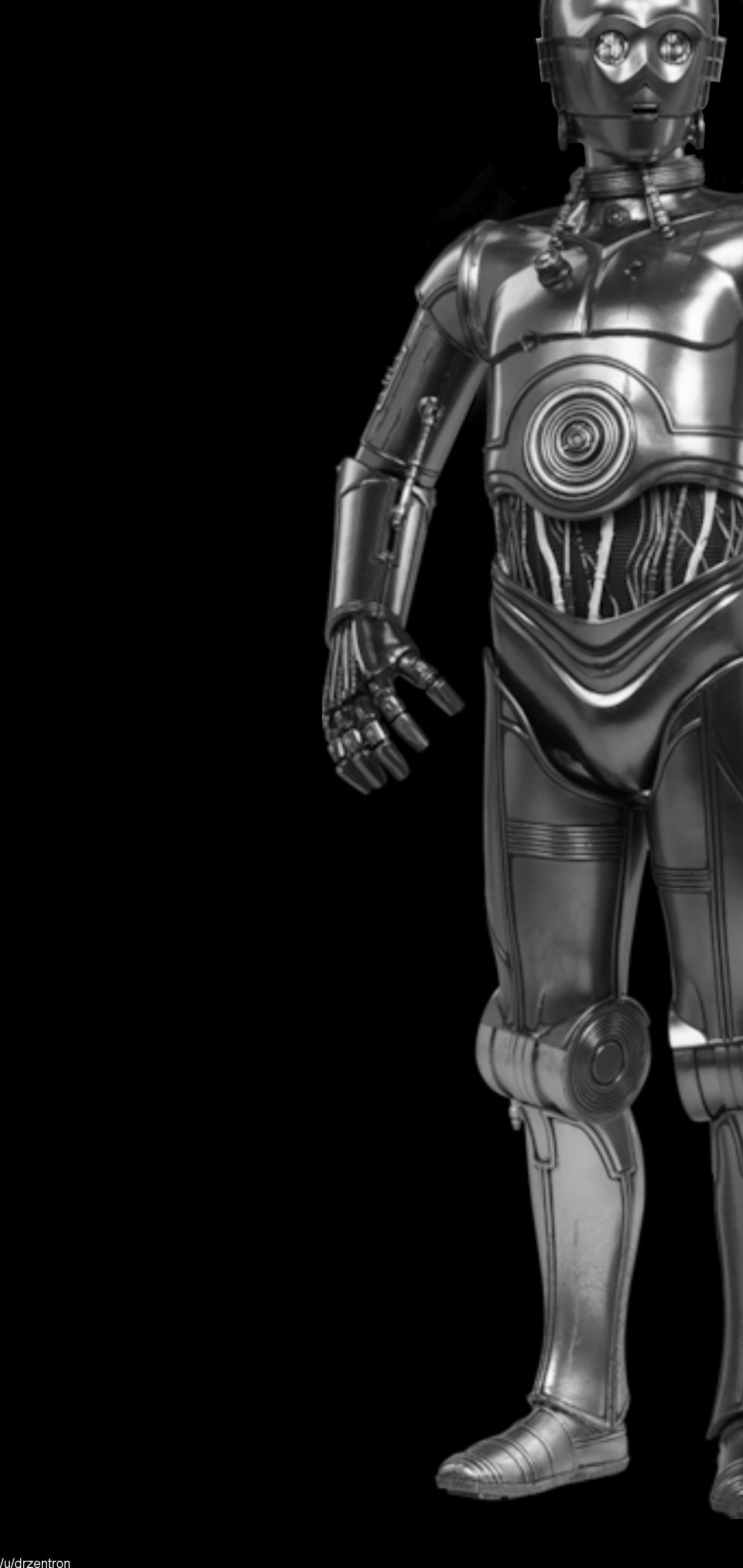 C-3PO, Graustufen, S10 Plus, Hintergrund, Star Wars, 1440x3040 HD Handy