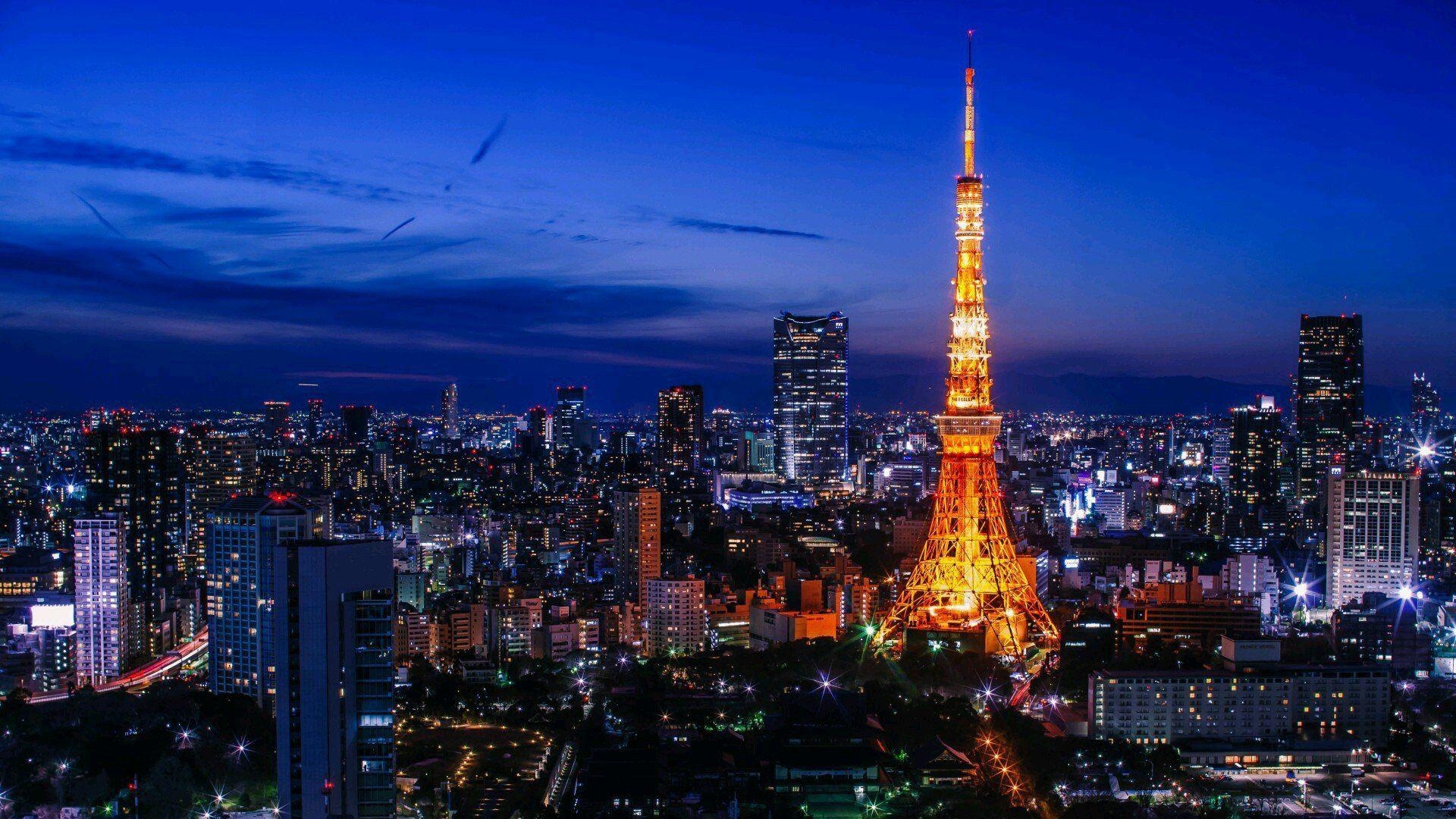 Tokyo Tower, Japan, Panorama, Reisen, Skyline, 1920x1080 Full HD Desktop