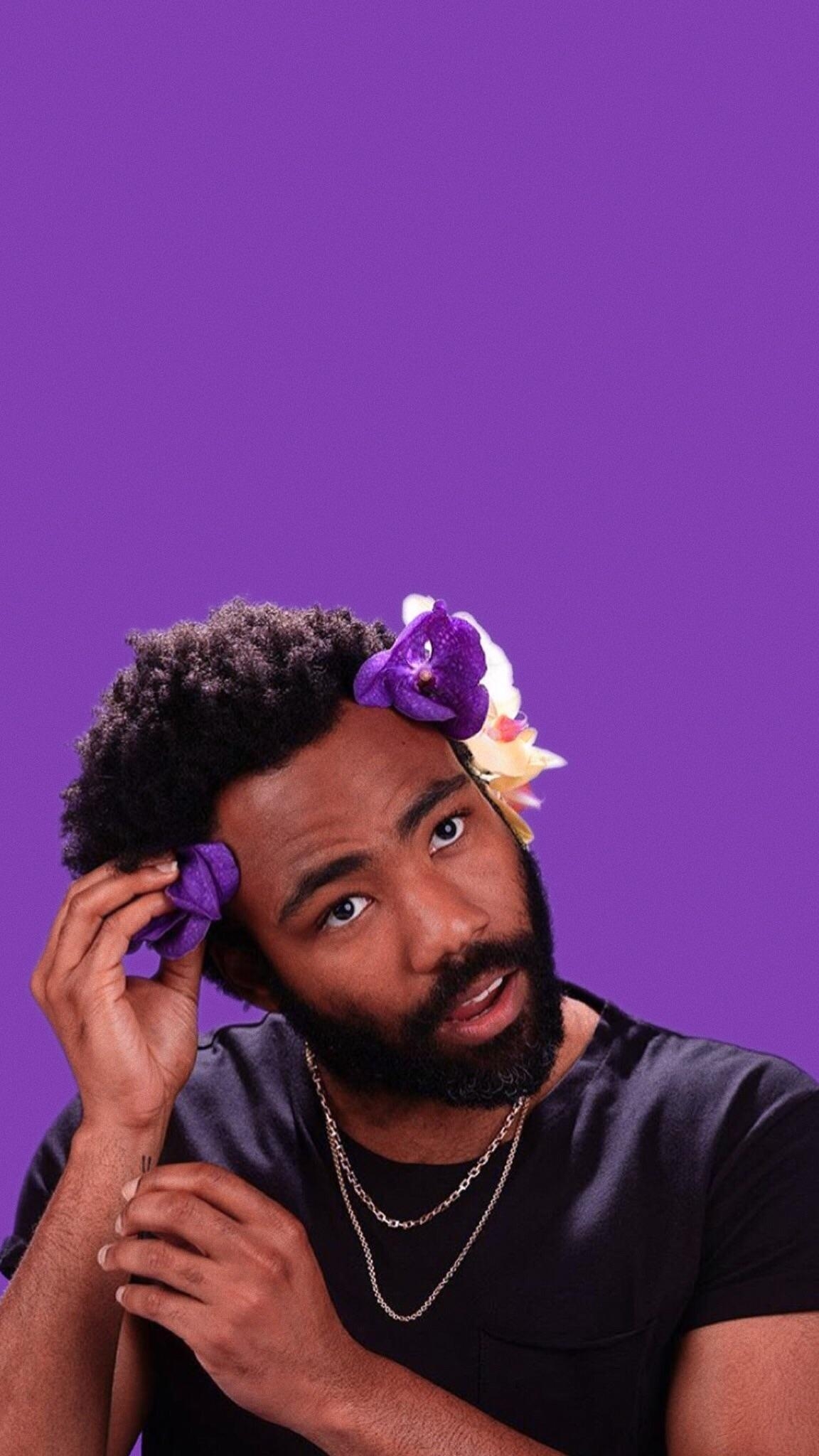 Donald Glover, Blumen, Hintergrund, Stil, Kreativität, 1160x2050 HD Handy