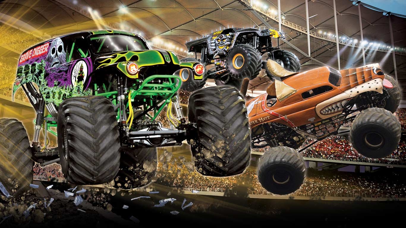 Monster Trucks, Deskx768, Sport, Gigantisch, Fahrzeuge, 1370x770 HD Desktop