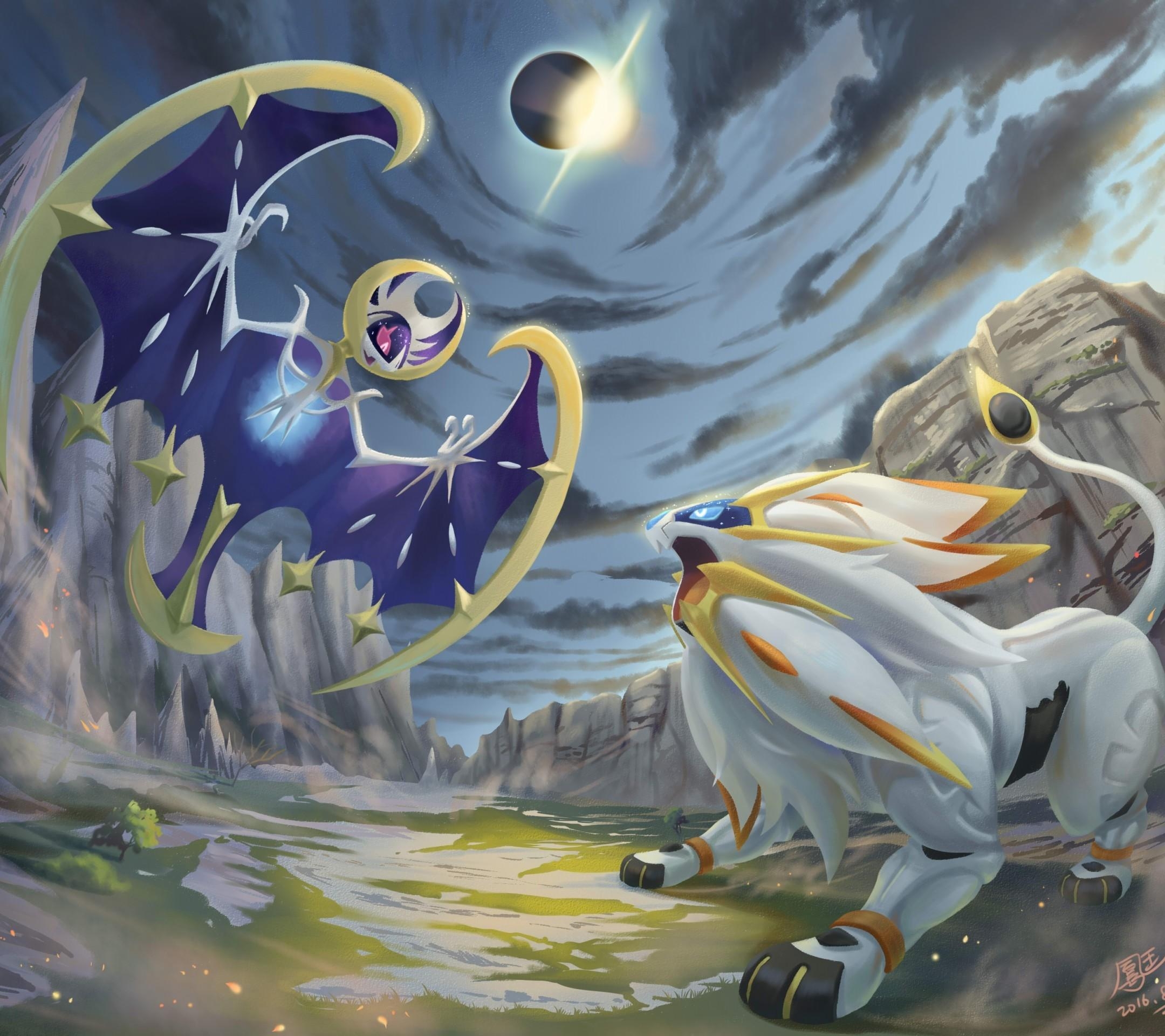 Lunala Anime, Pokemon, Solgaleo, Artwork, Download, 2160x1920 HD Desktop