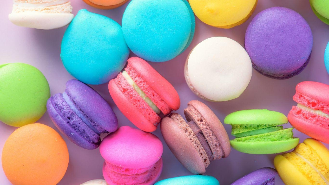 Bunter Dessert, Macaron, Hintergrund, Süßigkeit, Farbe, 1370x770 HD Desktop