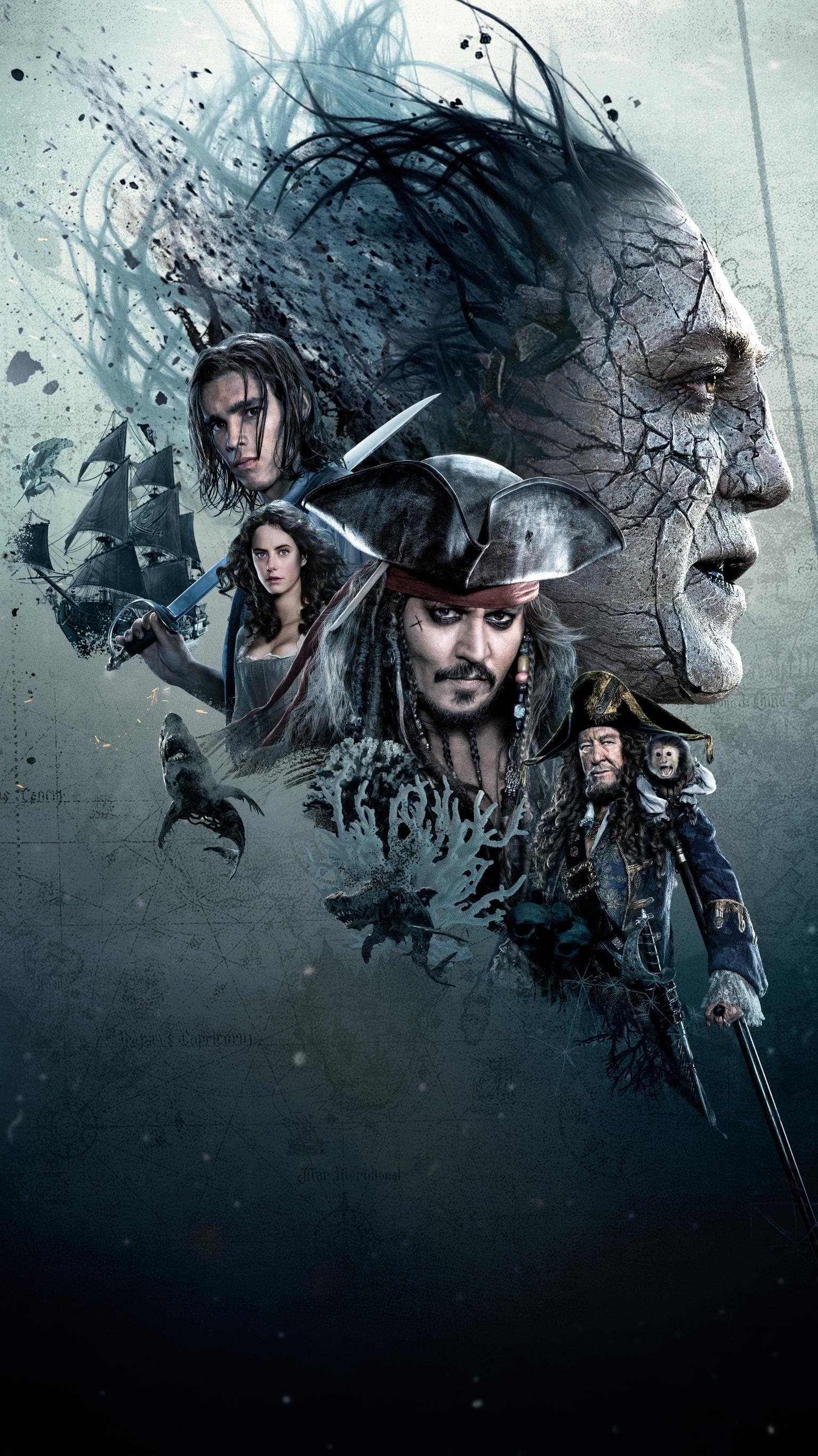 Fluch der Karibik, Film 2017, Abenteuerfilm, Johnny Depp, Piraten, 1540x2740 HD Handy