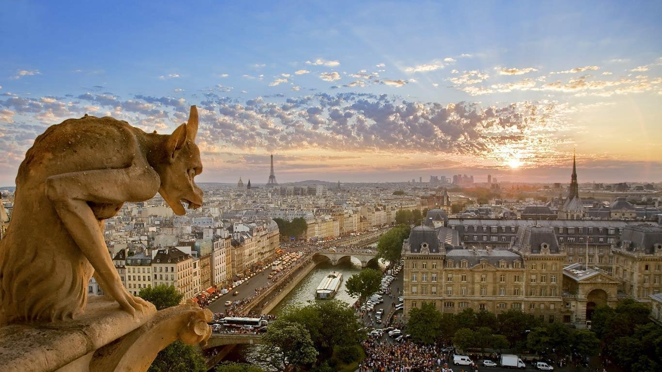 Notre Dame, Kathedrale, Paris, Frankreich, Wahrzeichen, 1370x770 HD Desktop