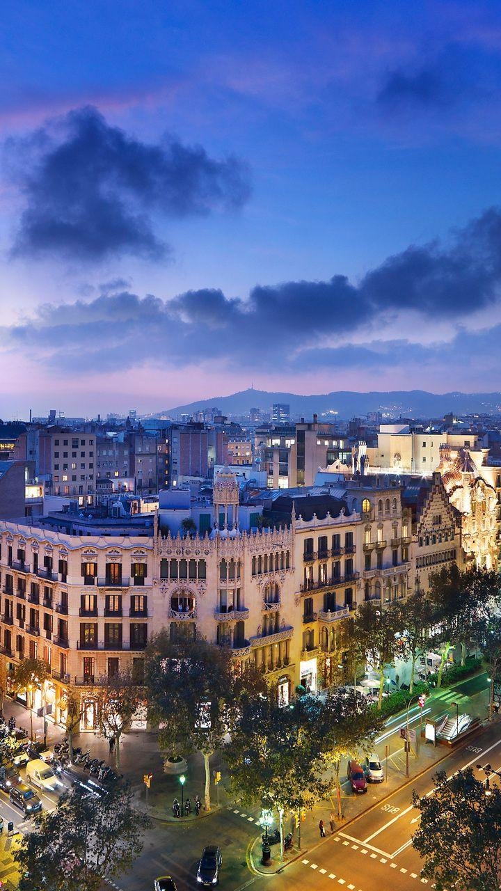 Barcelona Abend, Stadt, Spanien, Straße, Zuhause, 720x1280 HD Handy