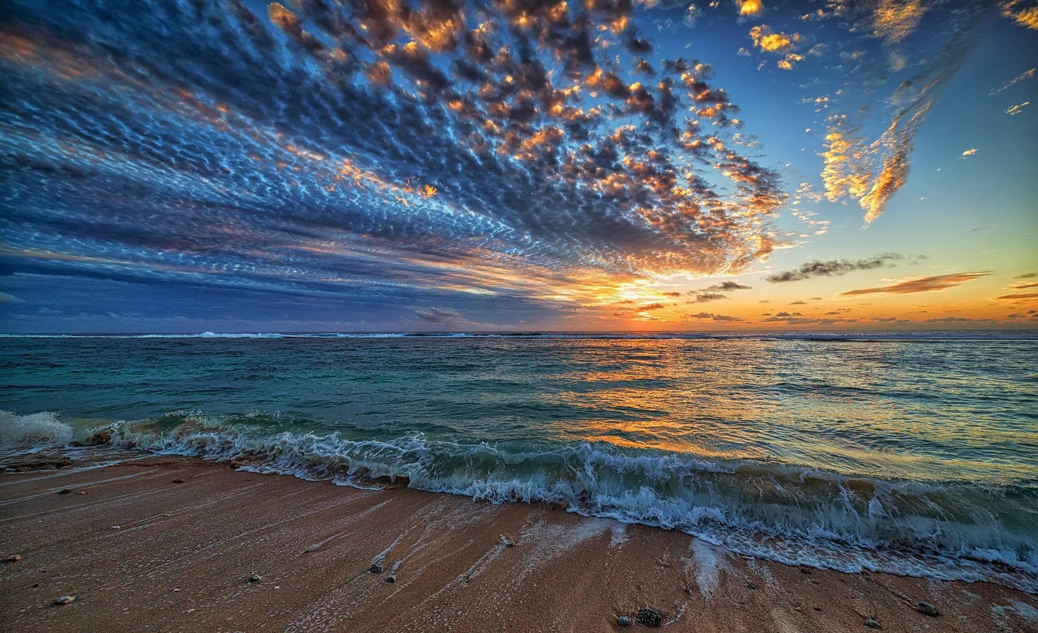 Sonnenuntergang, Rarotonga, Cook-Inseln, Strand, Paradies, 2050x1250 HD Desktop