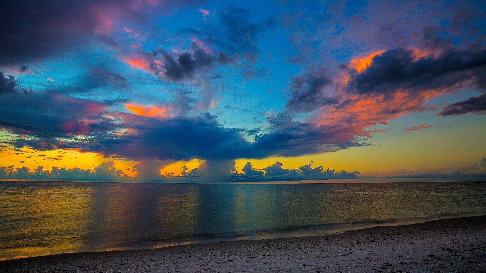 Florida, Strand, Sonnenuntergang, Natur, 4K, 1920x1080 Full HD Desktop