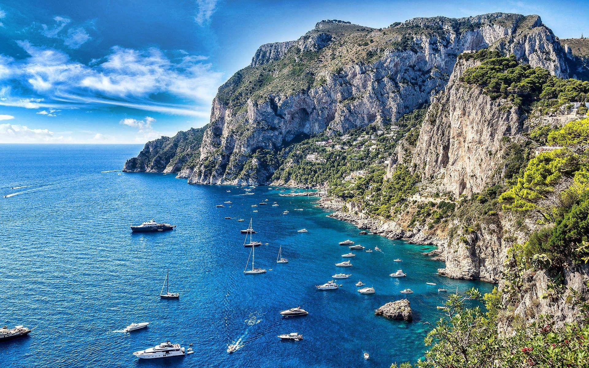 Capri, Tyrrhenisches Meer, Landschaft, Berge, Sommer, 1920x1200 HD Desktop